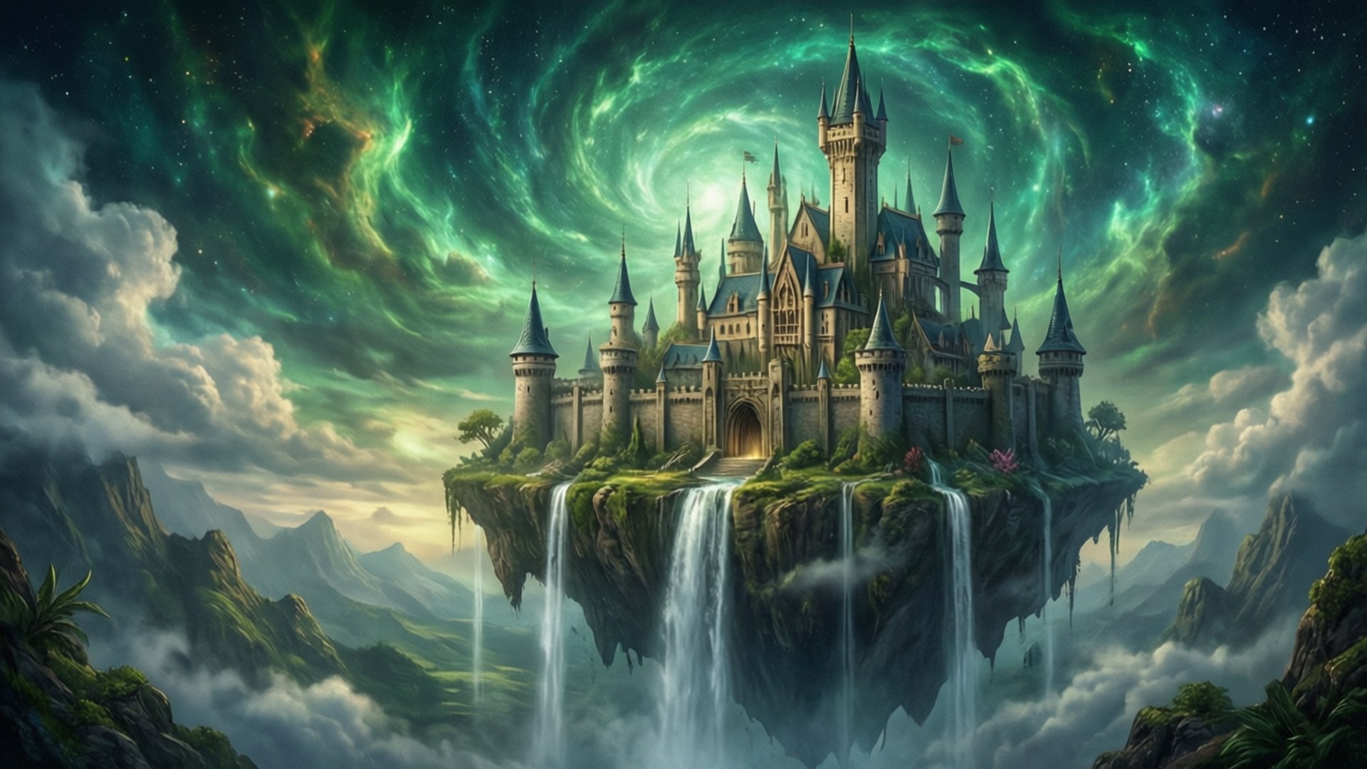 Castel Flotant Nebulosa Verde Fundal