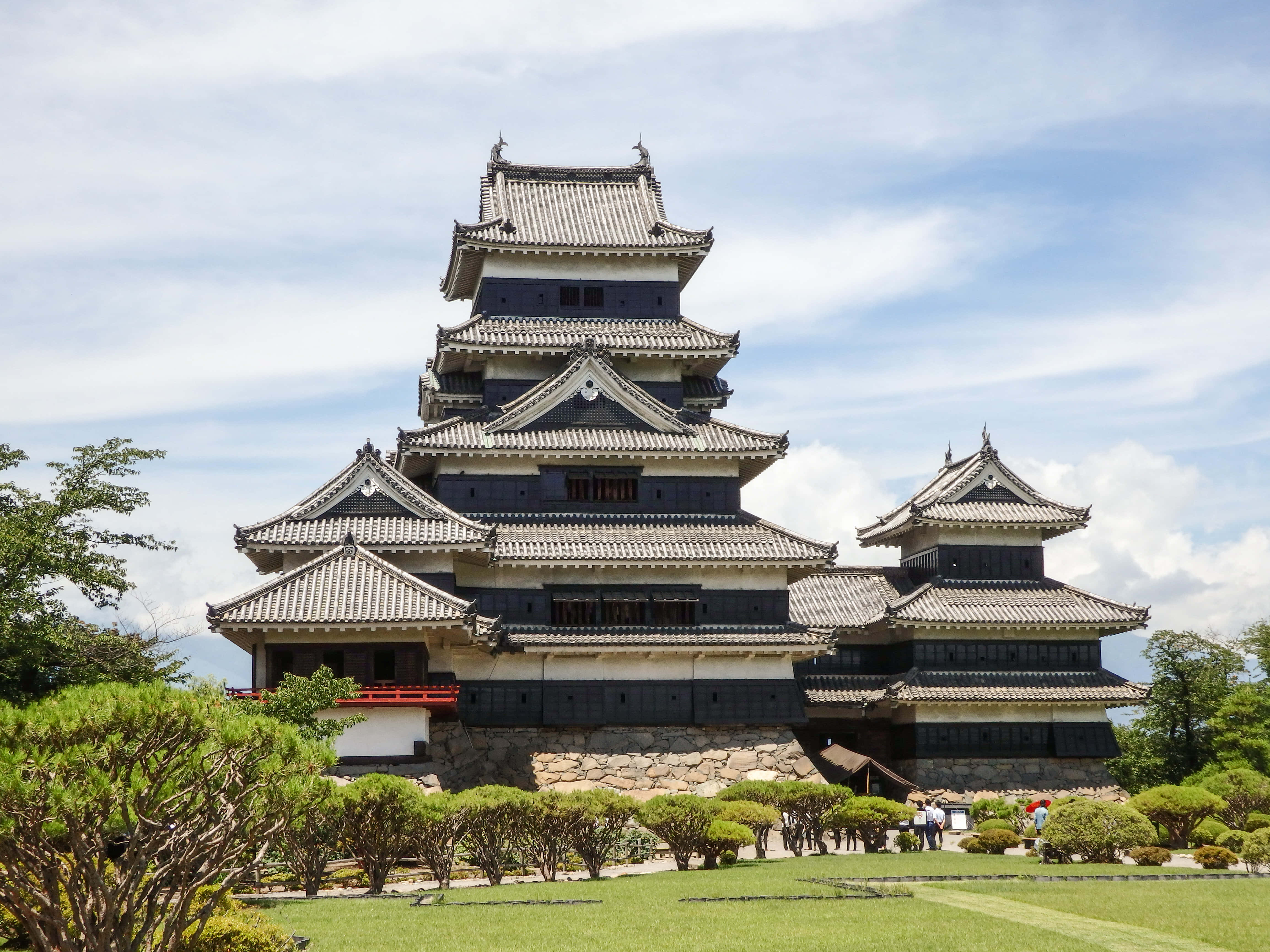 Castelul Matsumoto Cinci Niveluri Exterioare Fundal