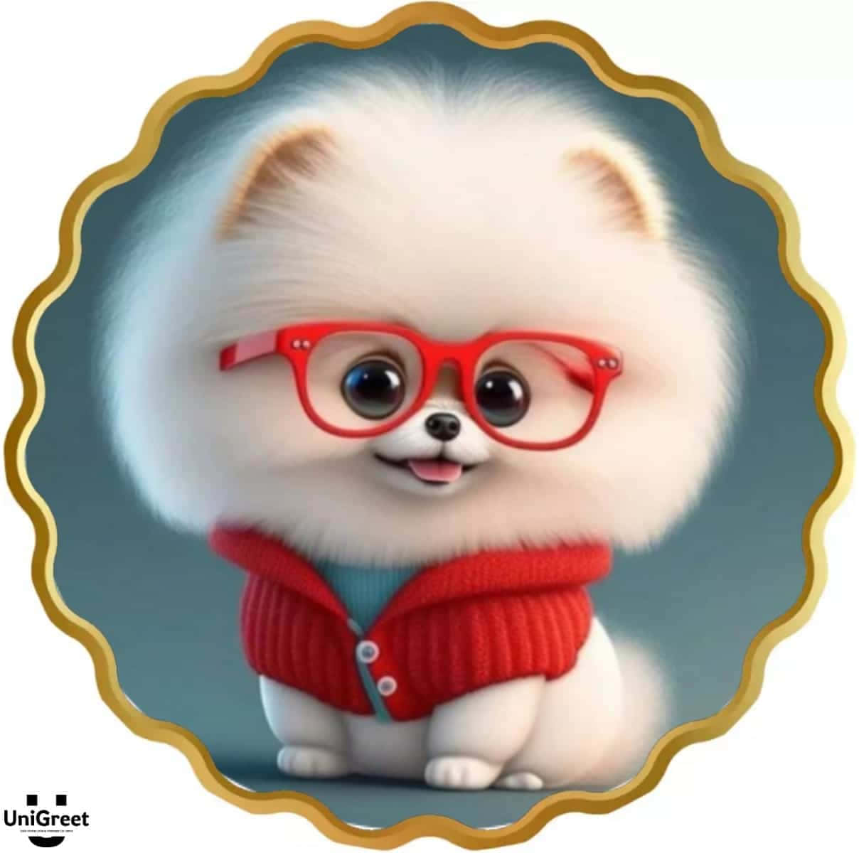 Cățeluș de Desene Animate cu Ochelari Roșii - Poză de Profil Drăguță Fundal