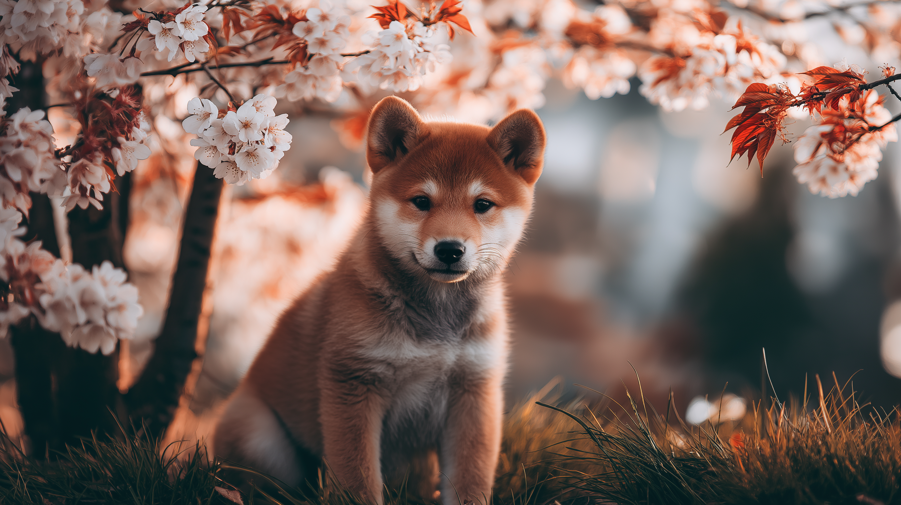 Cățeluș Shiba Inu Adorabil Fundal