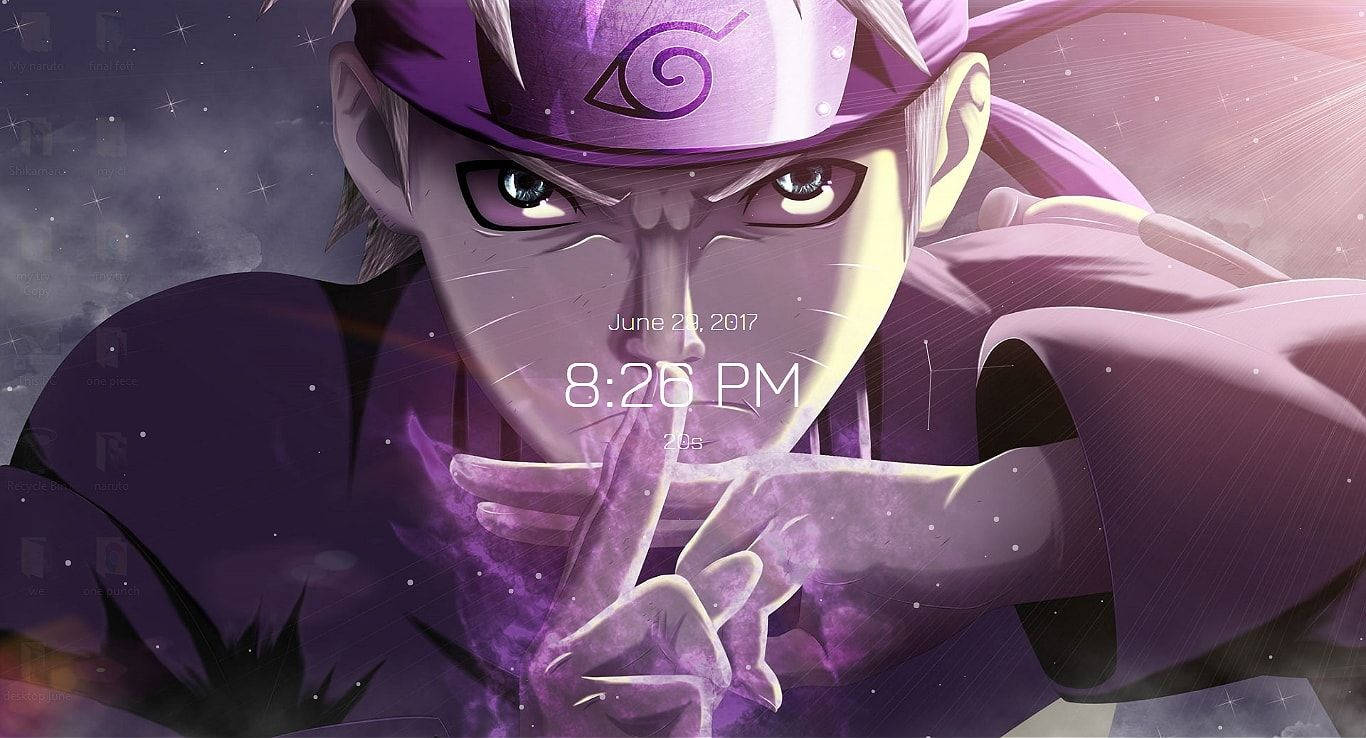 Ceas digital estetic mov Naruto live Fundal