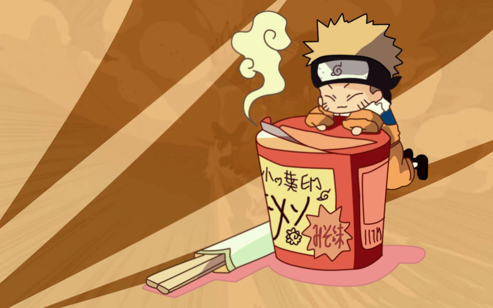 Ceașcă drăguță de ramen cu Naruto Fundal