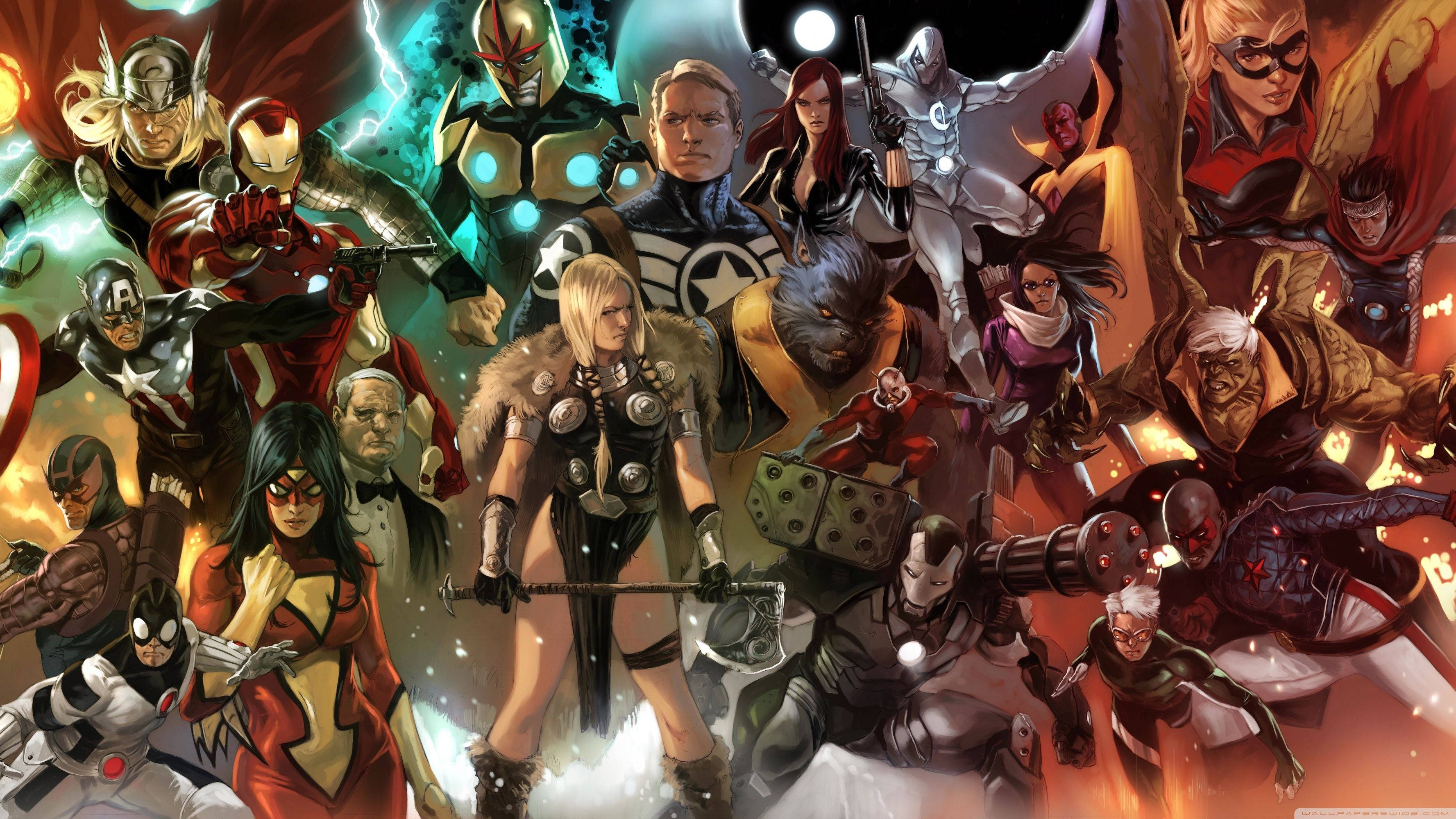 "Cei Patru Fabuloși: Personaje Marvel din Benzi Desenate" Fundal