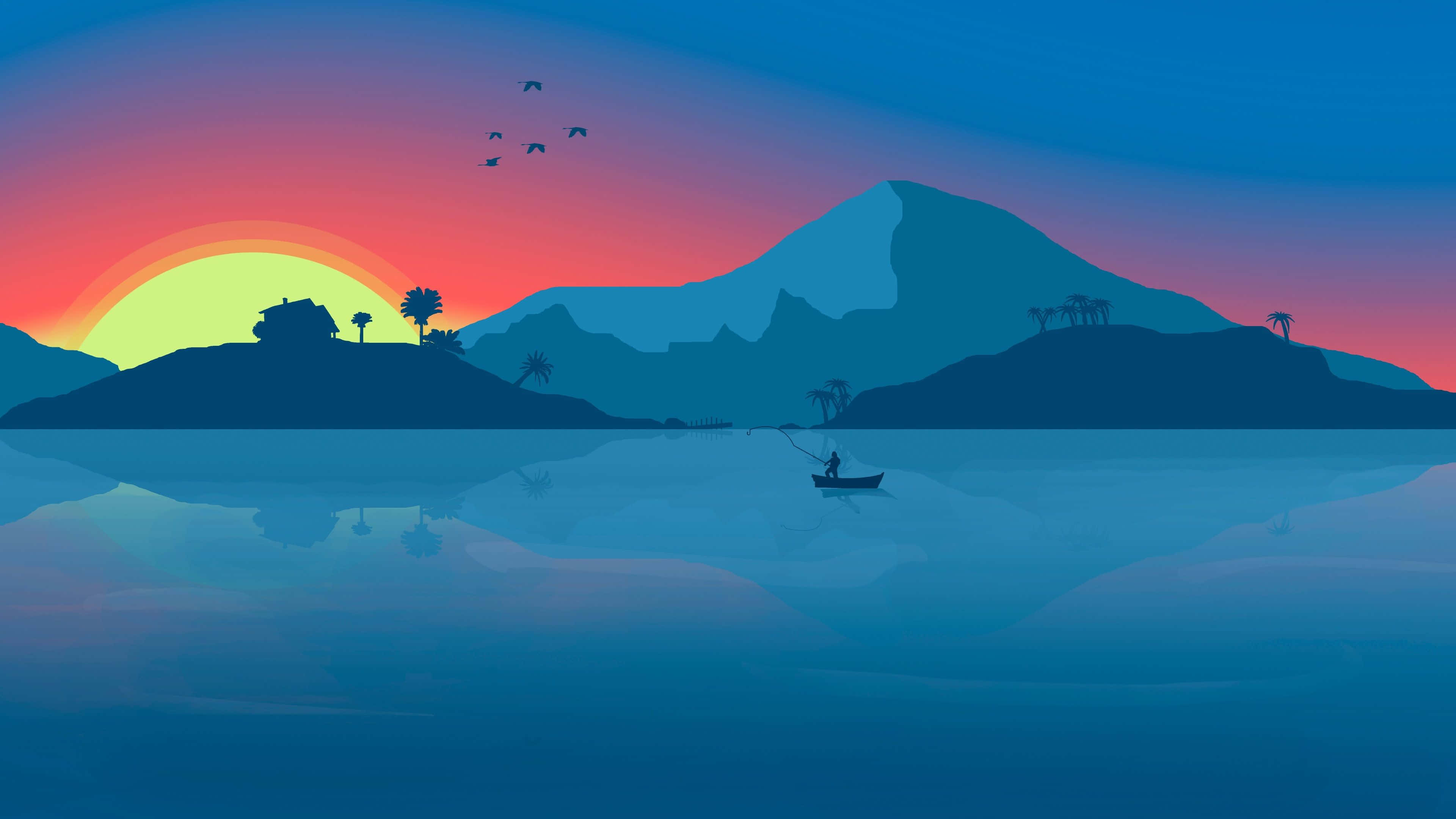 Cel mai bun fundal minimalist cu peisaj de lac Fundal