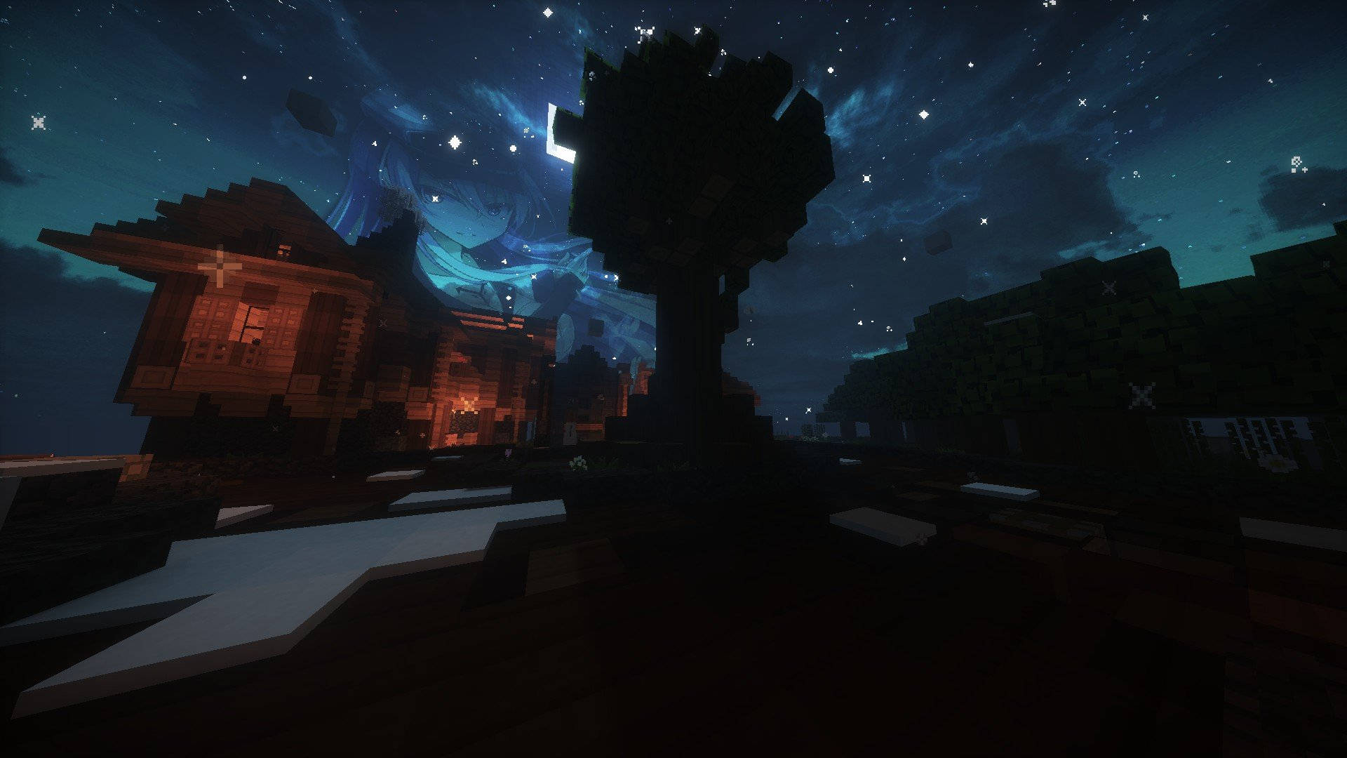 Cer aesthetic Minecraft noaptea Fundal