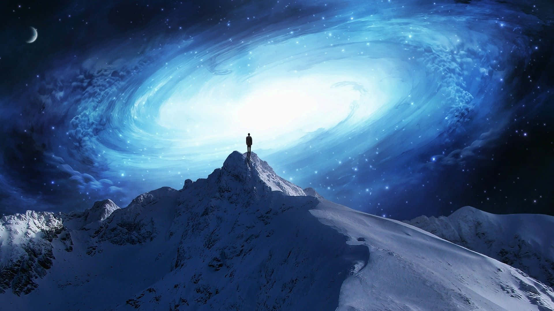 Cer cu galaxie deasupra unui munte Fundal