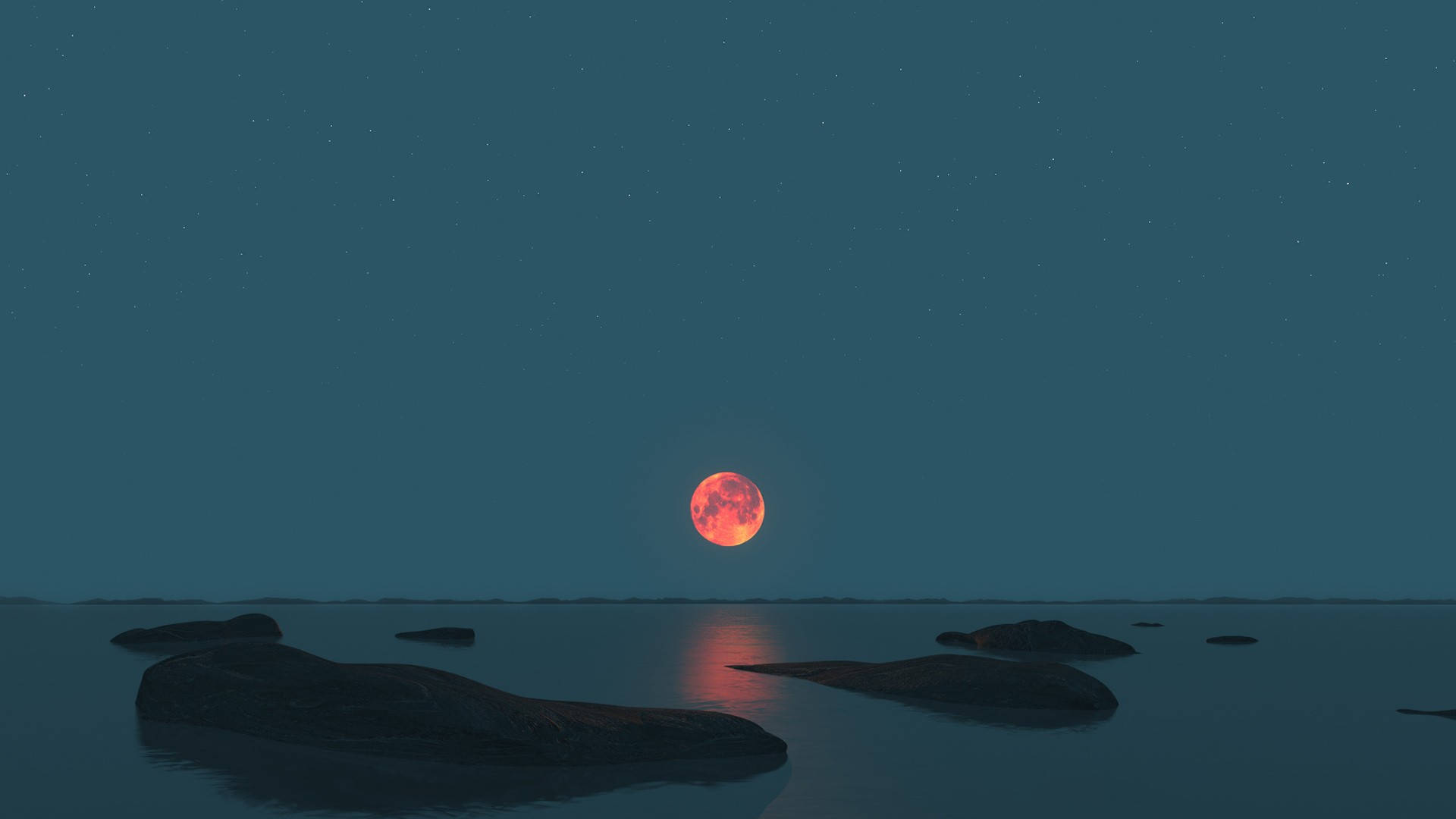 Cer Nocturn cu Lună Îndepărtată Fundal