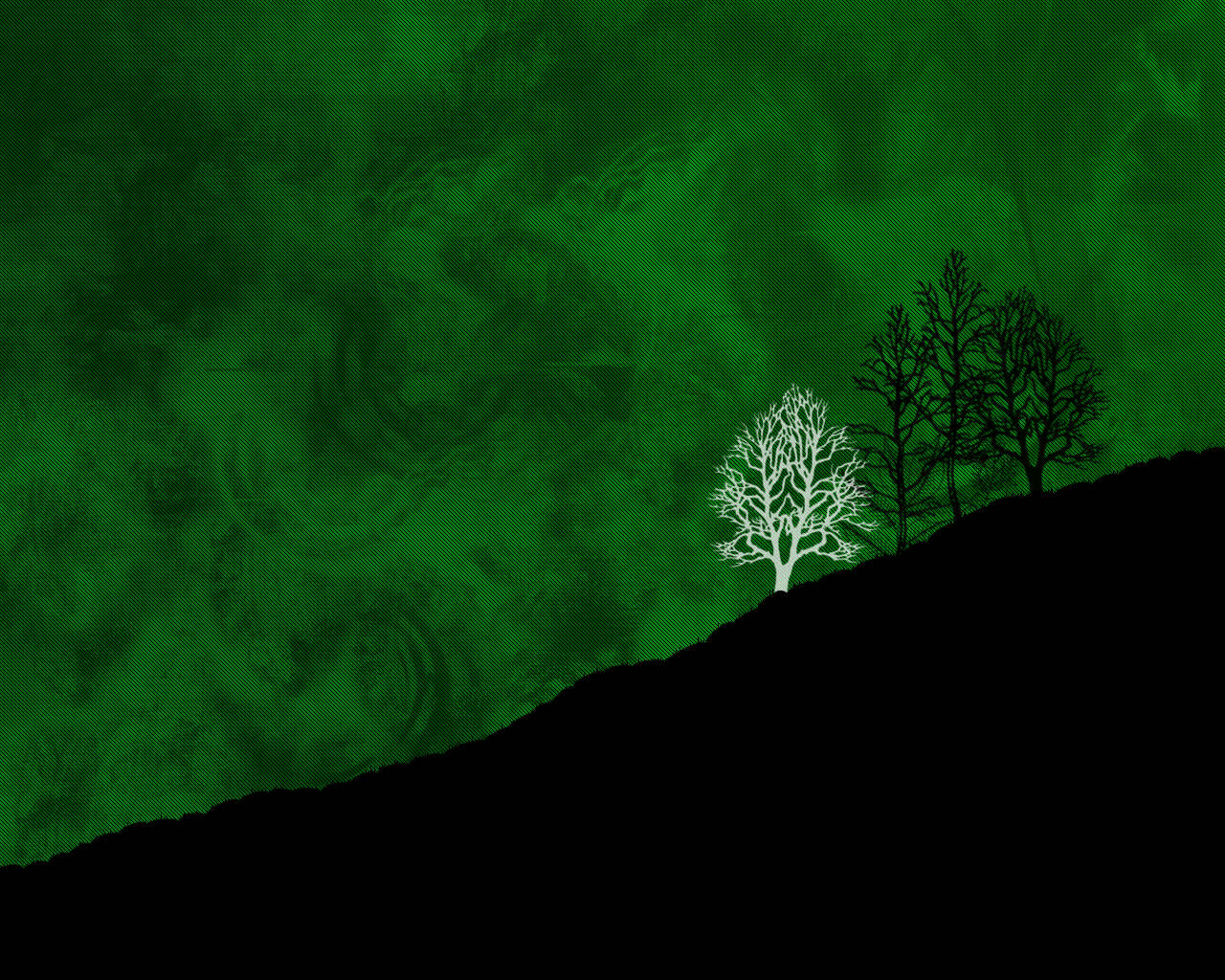 Cer verde cool cu siluete de copaci Fundal