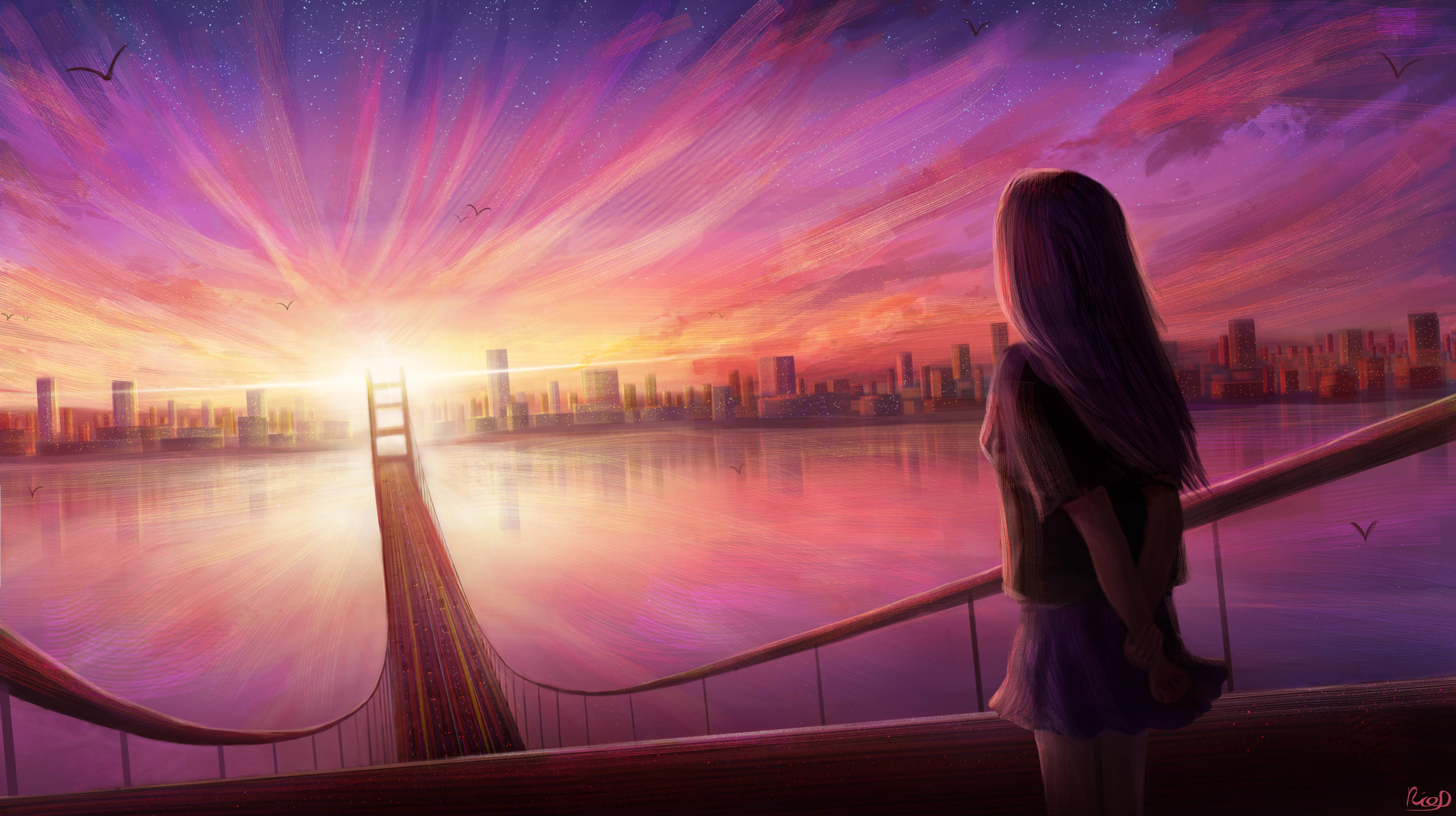Cer Violet Anime 4K Fundal
