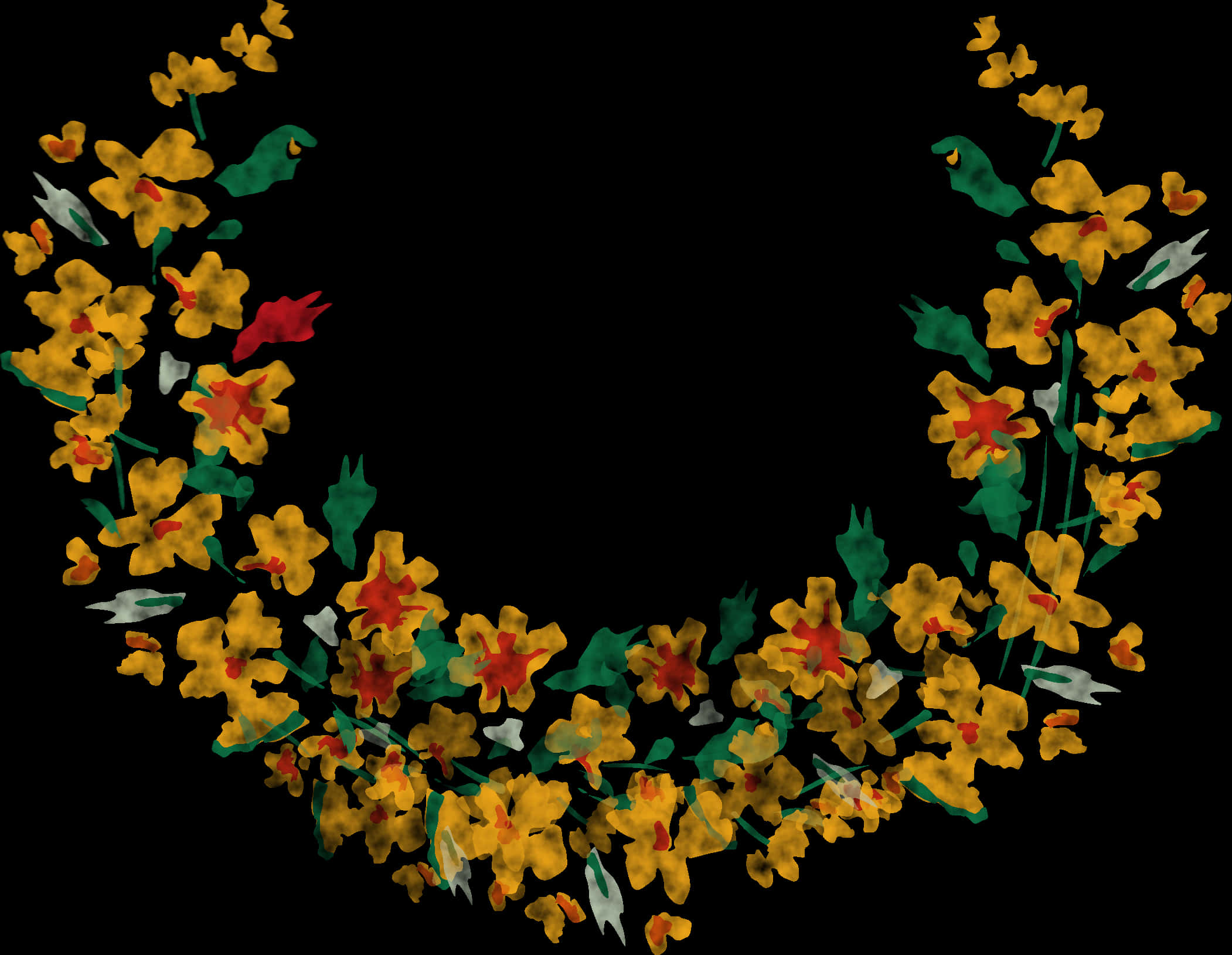 Cerc floral pe fundal negru Fundal