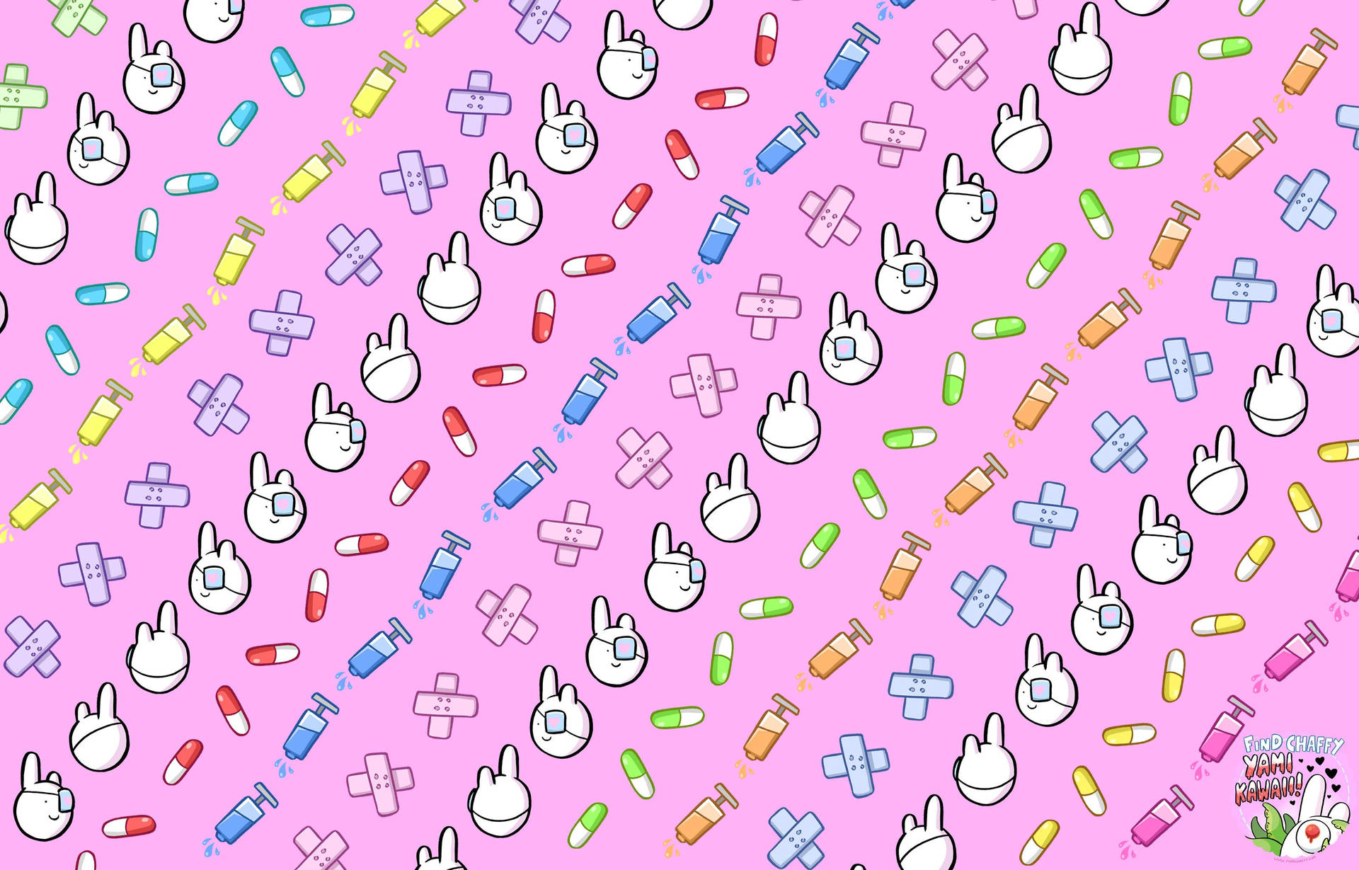 Copertă wallpaper cu personajul rotund și adorabil Find Chaffy. — Kawaii Fundal
