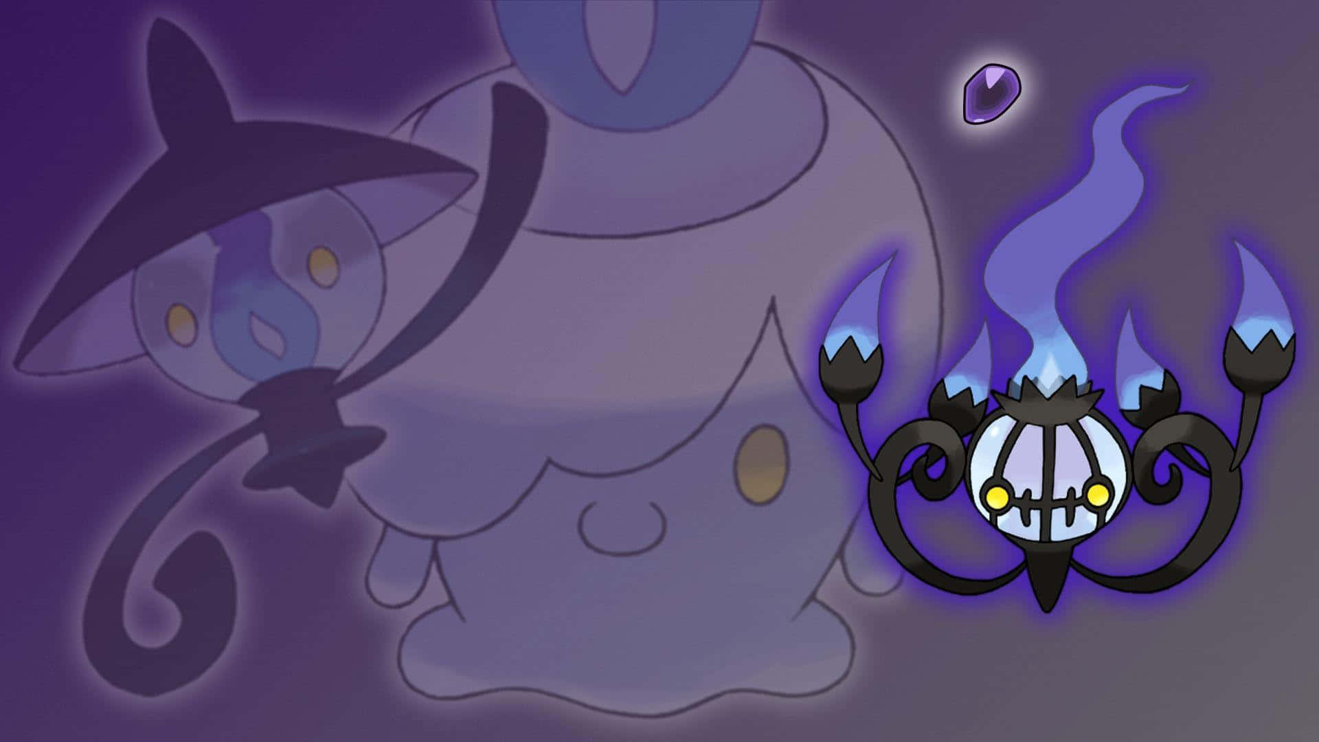 Chandelure cu Silueta lui Lampent și Litwick Fundal