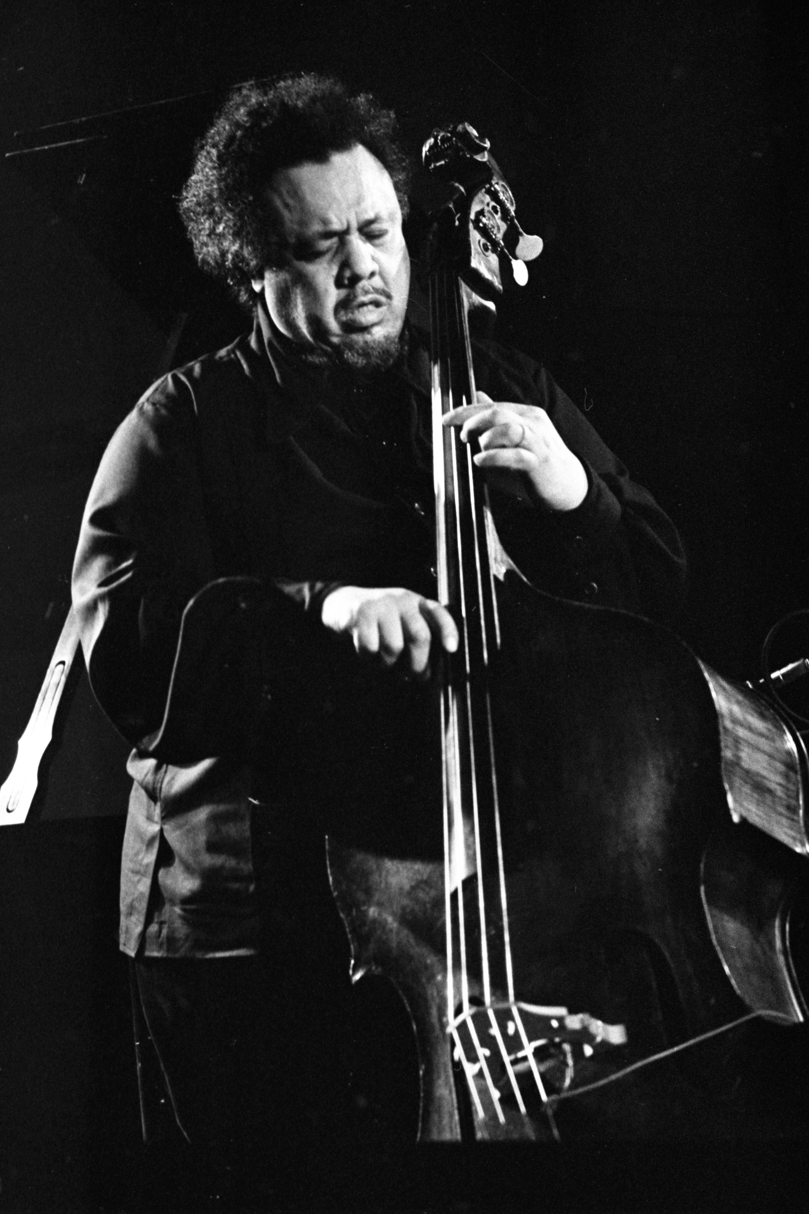 Charles Mingus cântând sufletist la chitară bas Fundal