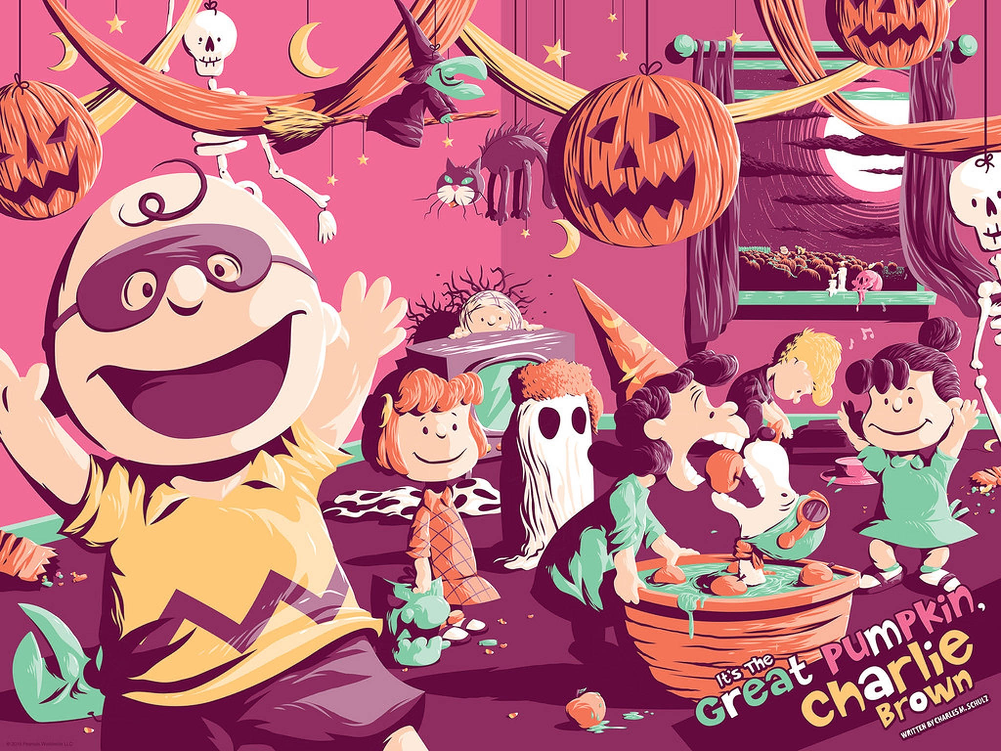 Charlie Brown Petrecere de Halloween Roz Fundal