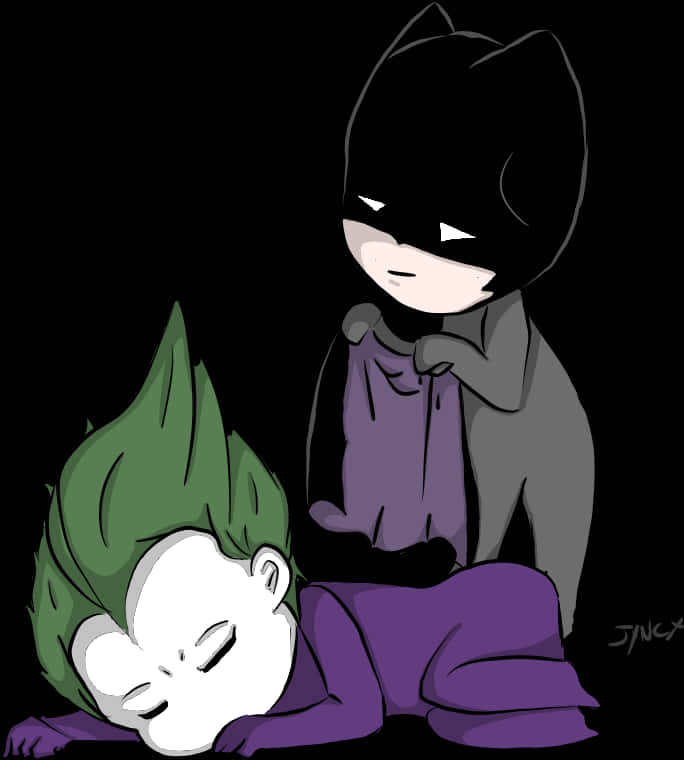 Chibi Batman și Jokerul Adormit Fundal