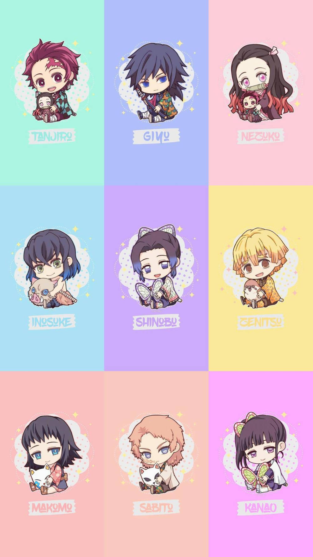 Chibi Demon Slayer pentru iPhone Fundal