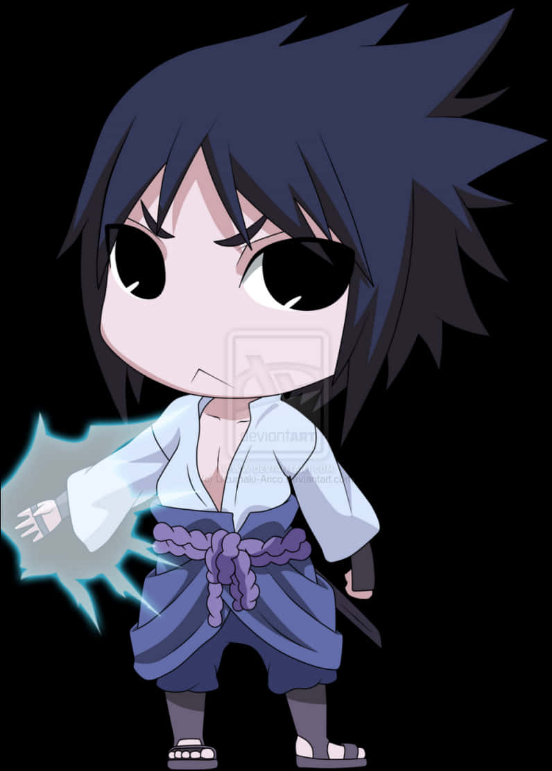 Chibi Itachi Uchiha în poziție de ninja Fundal