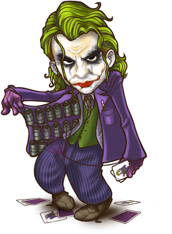 Chibi Joker cu cărți și grenade Fundal