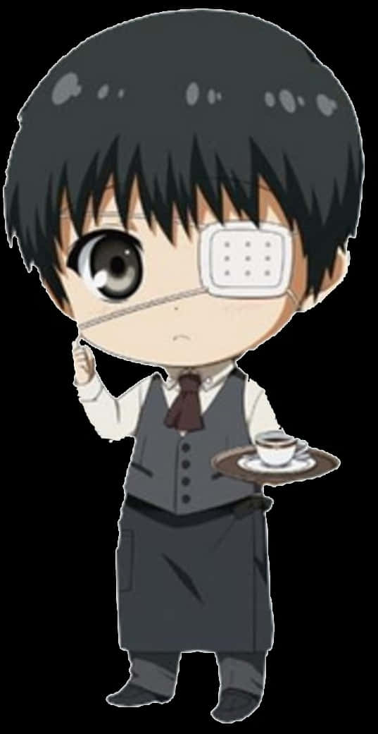 Chibi Kaneki Chelner Ilustrație Fundal