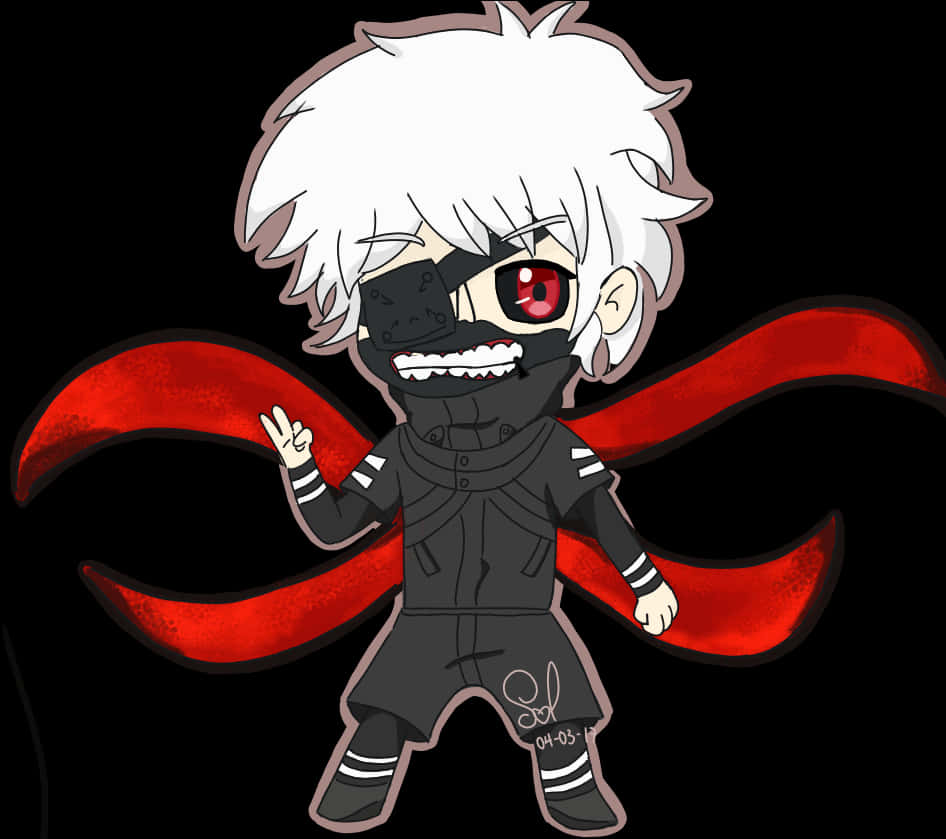 Chibi Kaneki cu Kagune Fundal