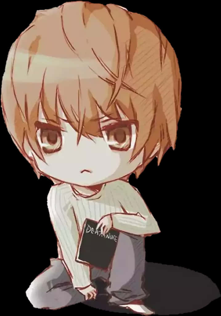 Chibi Light Yagami cu Death Note — Anime estetic GIF Fundal
