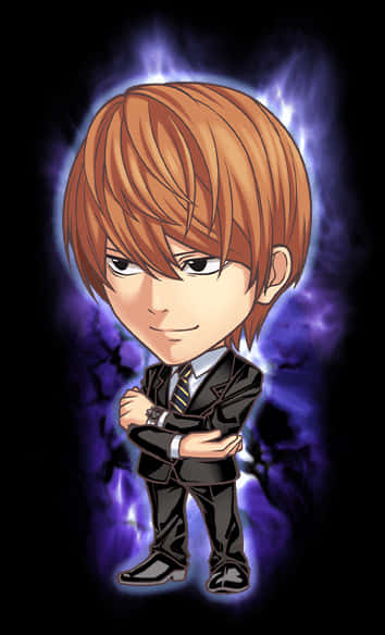 Chibi Light Yagami cu Aura — Anime estetic GIF Fundal