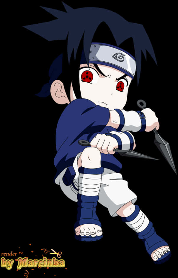 Chibi Sasuke Pregătit pentru Luptă Fundal