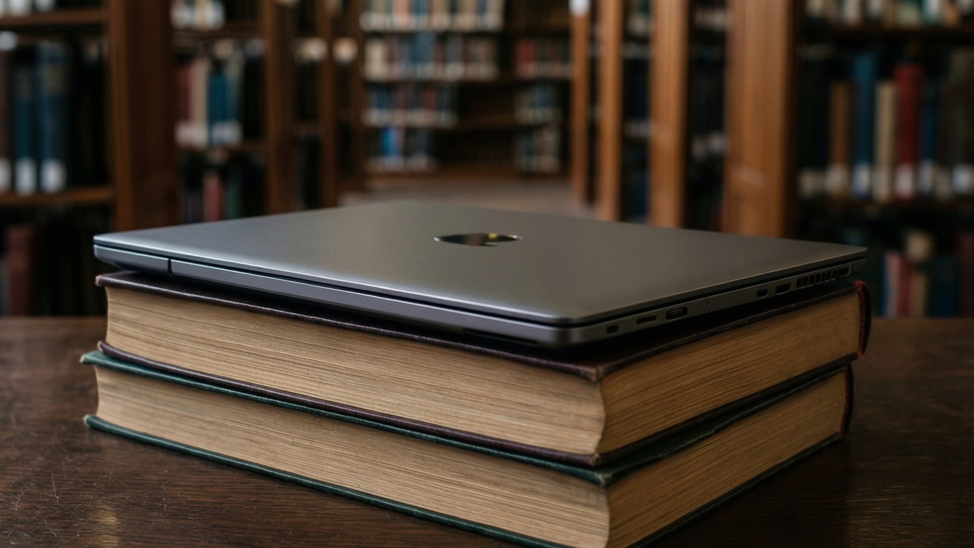 Chromebook pentru studiu în bibliotecă Fundal