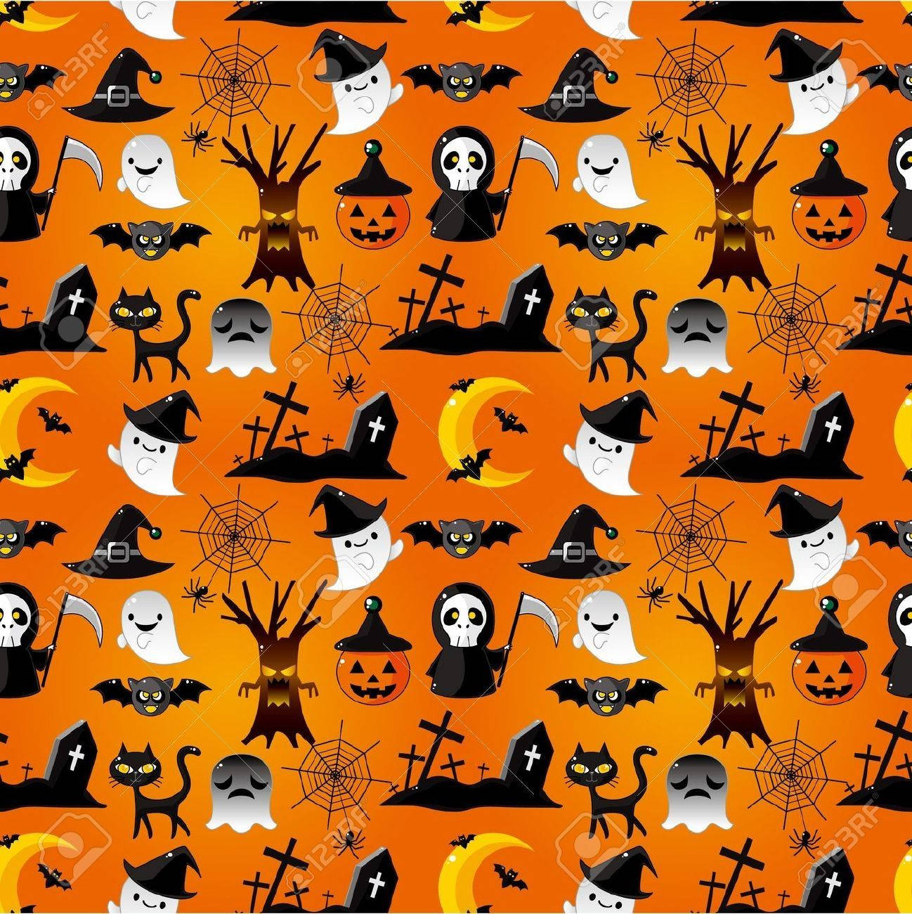 Cimitero Kawaii de Halloween Fundal