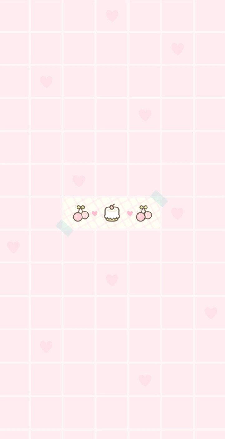 Cireșe Kawaii Roz Fundal