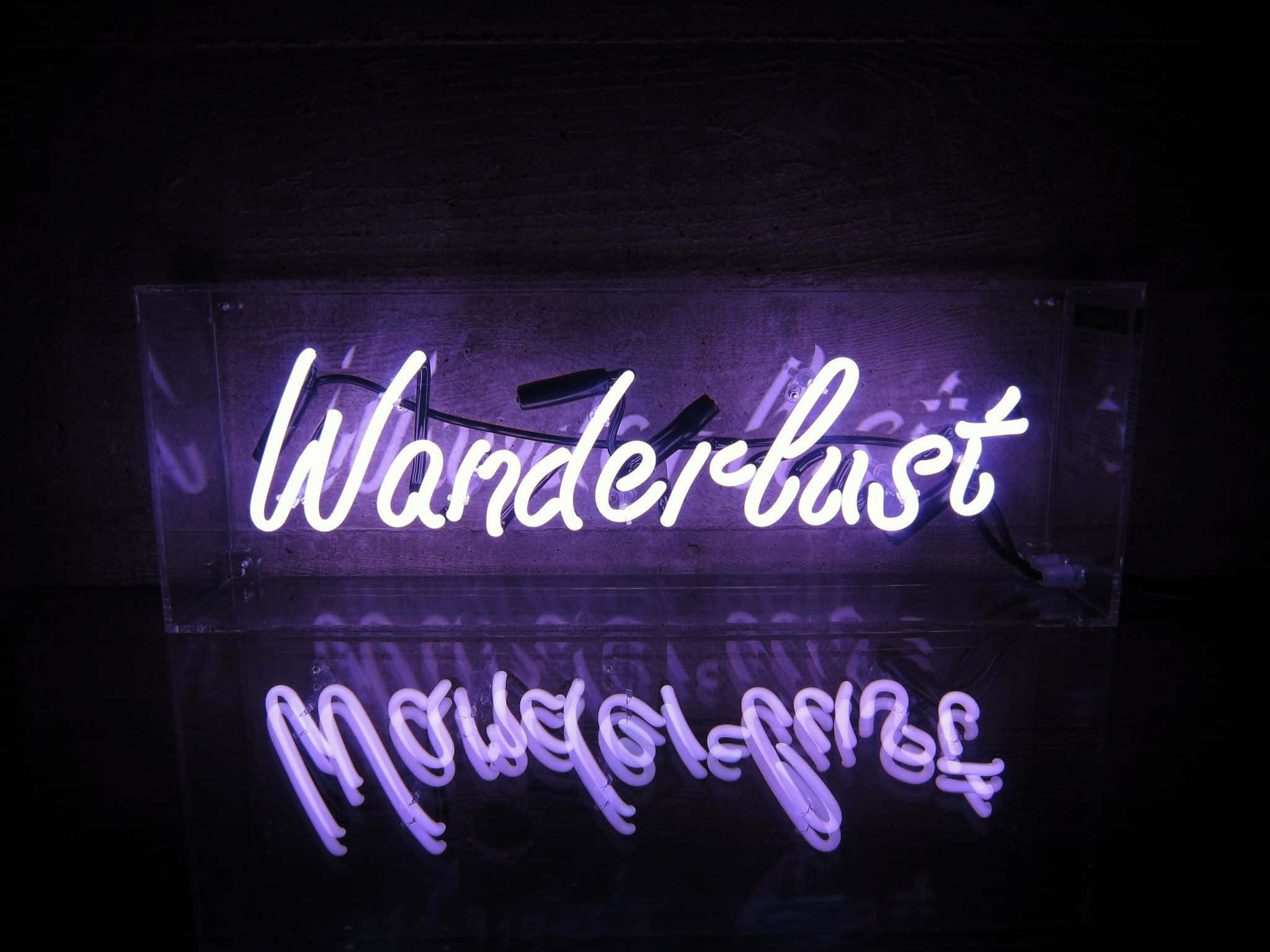 Citat Neon Mov cu Wanderlust Fundal