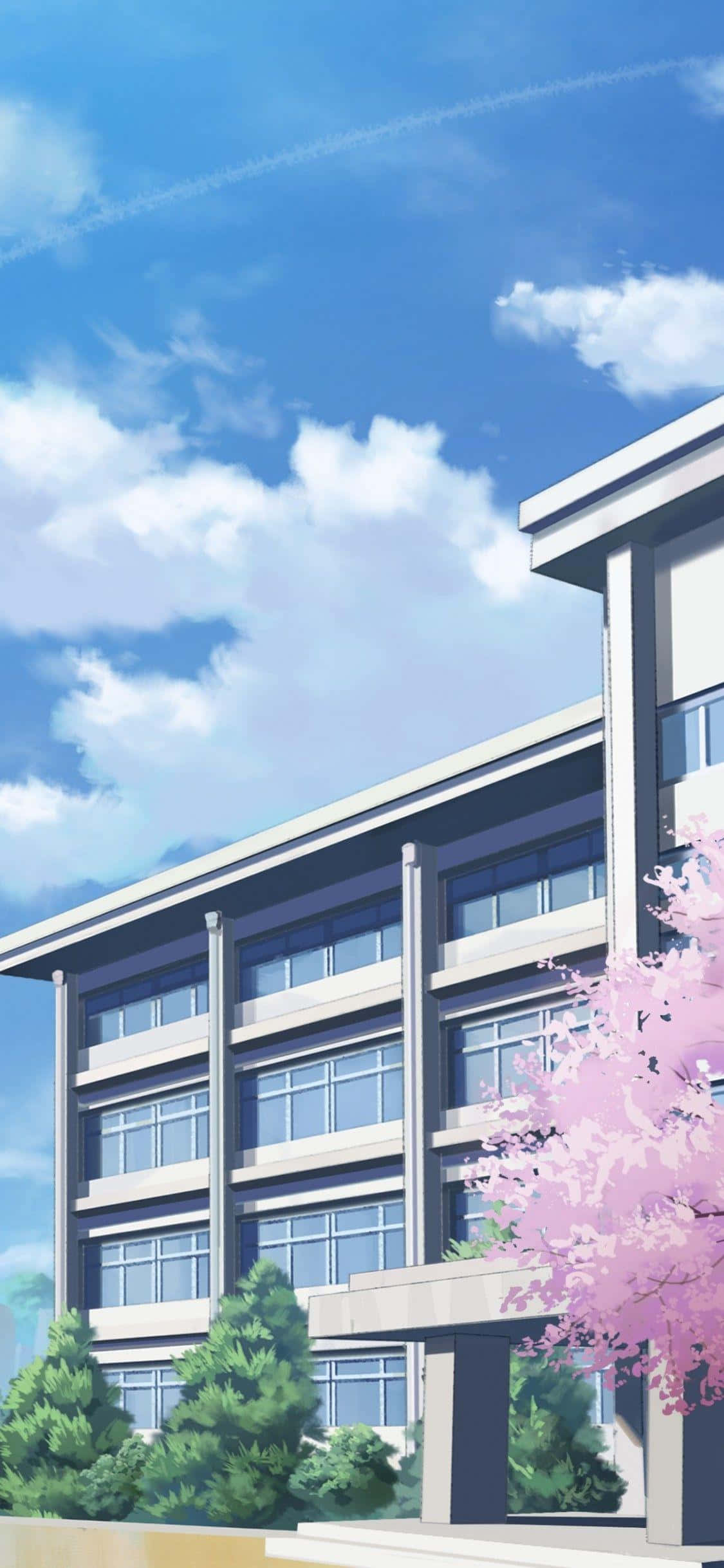 Clădire de școală anime Sakura Fundal