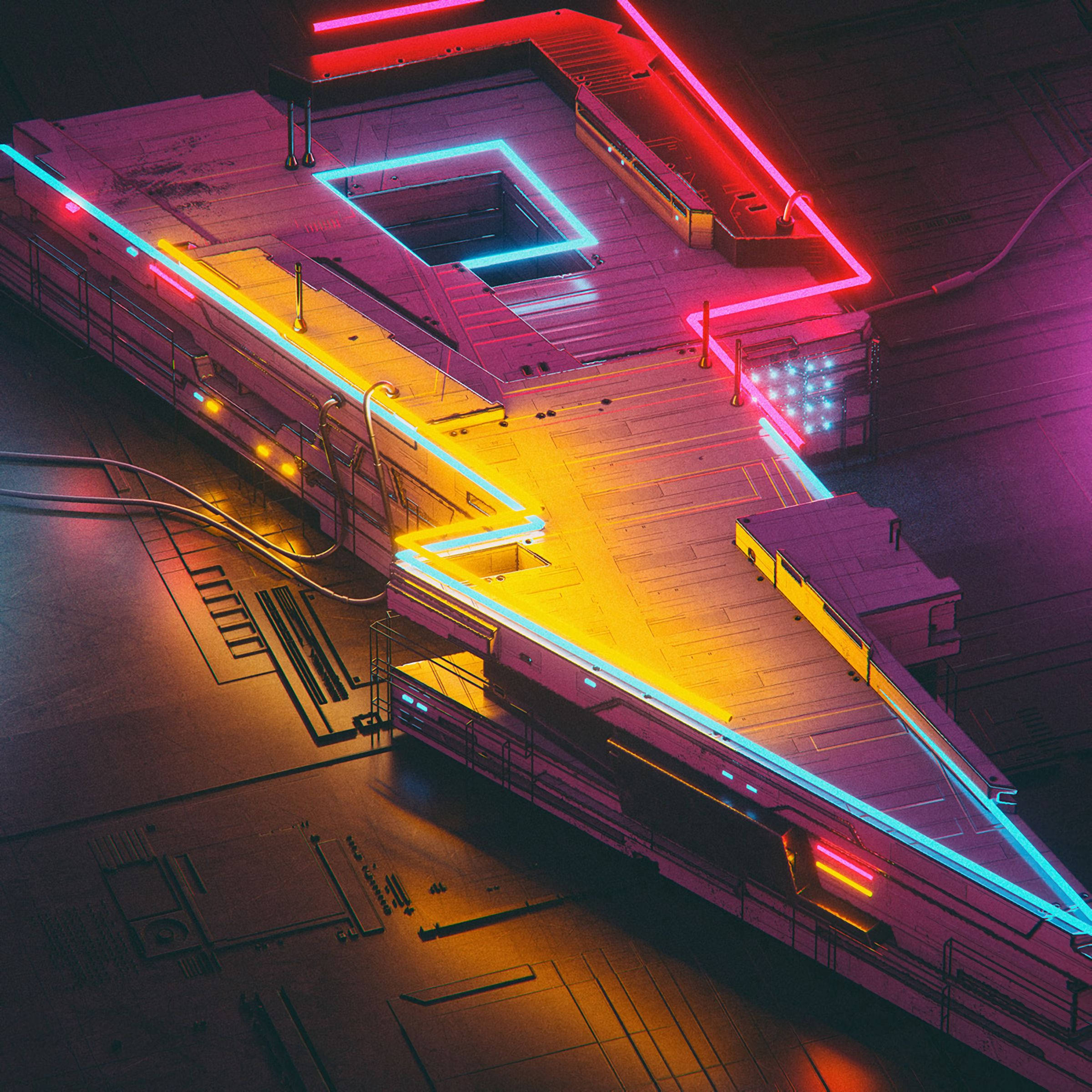Clădire Neon Fulger Fundal