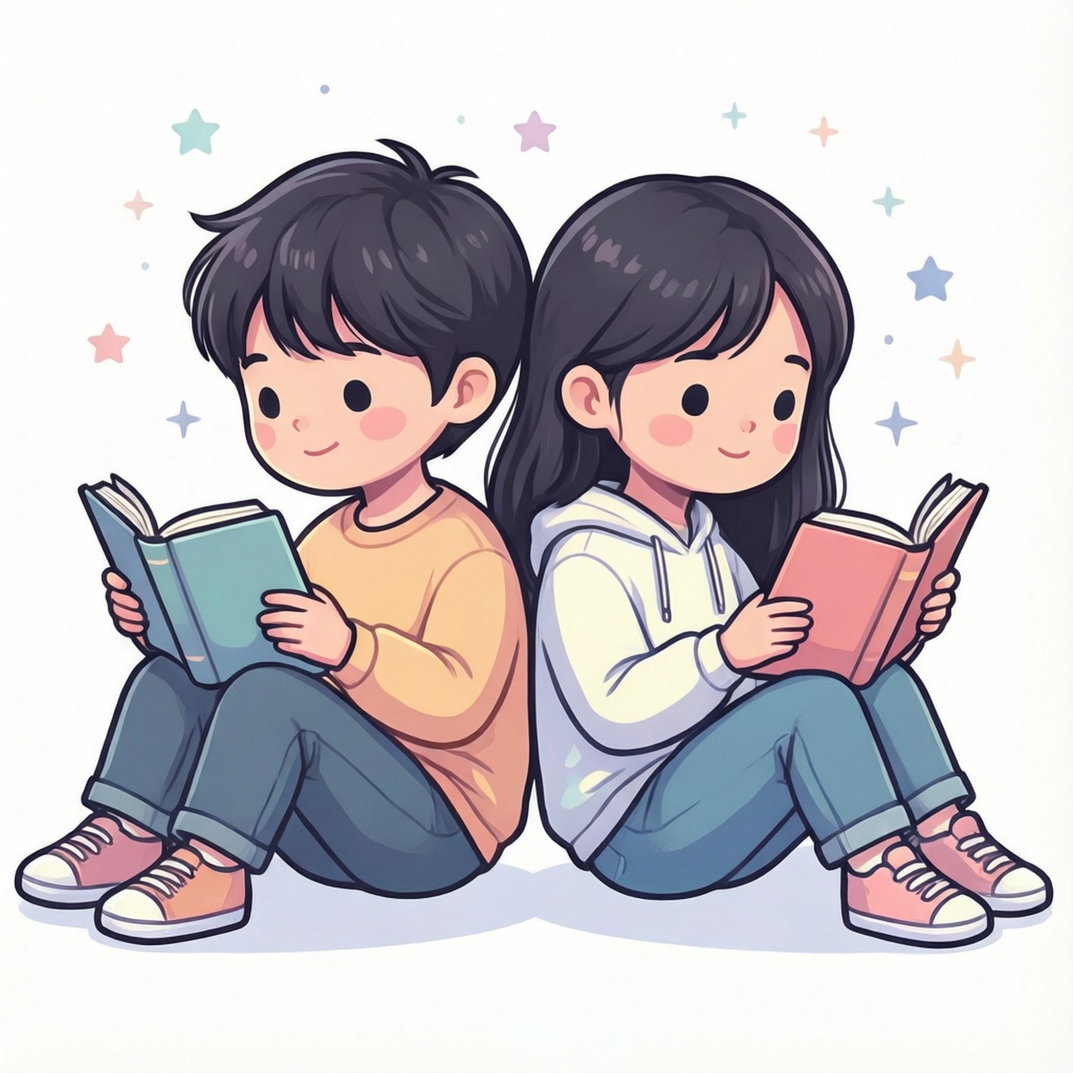 Clipart Prieteni Citind Fundal