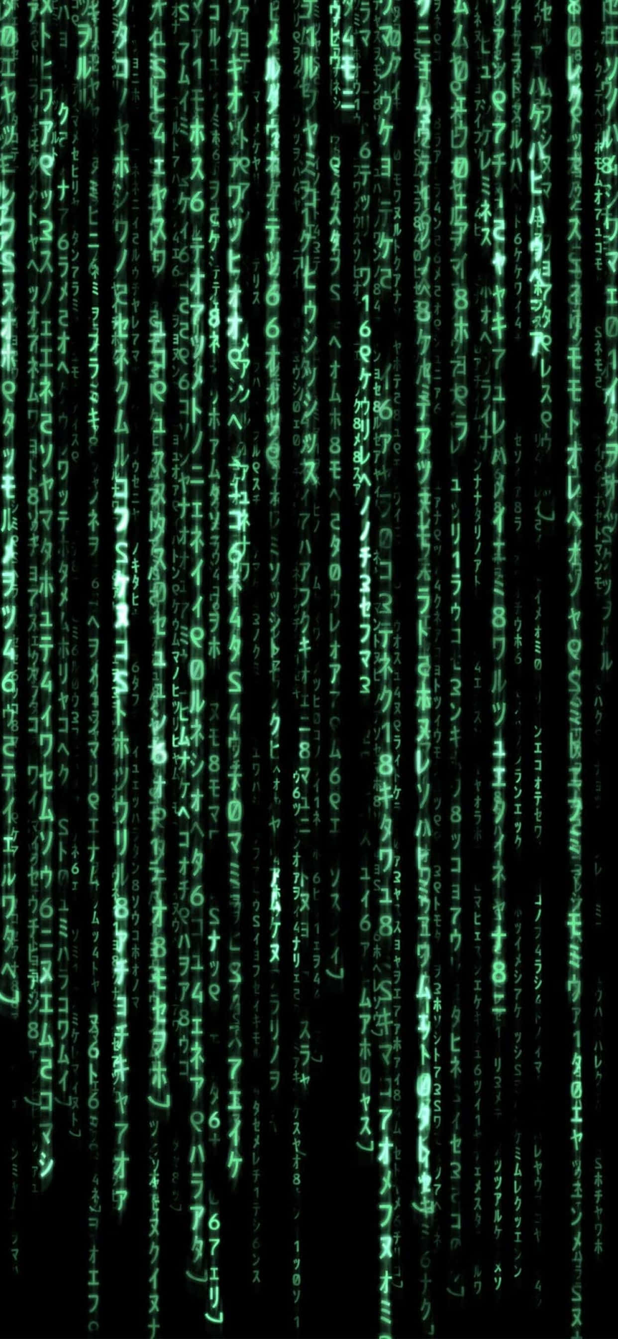 Codul Matrix este afișat în verde Fundal