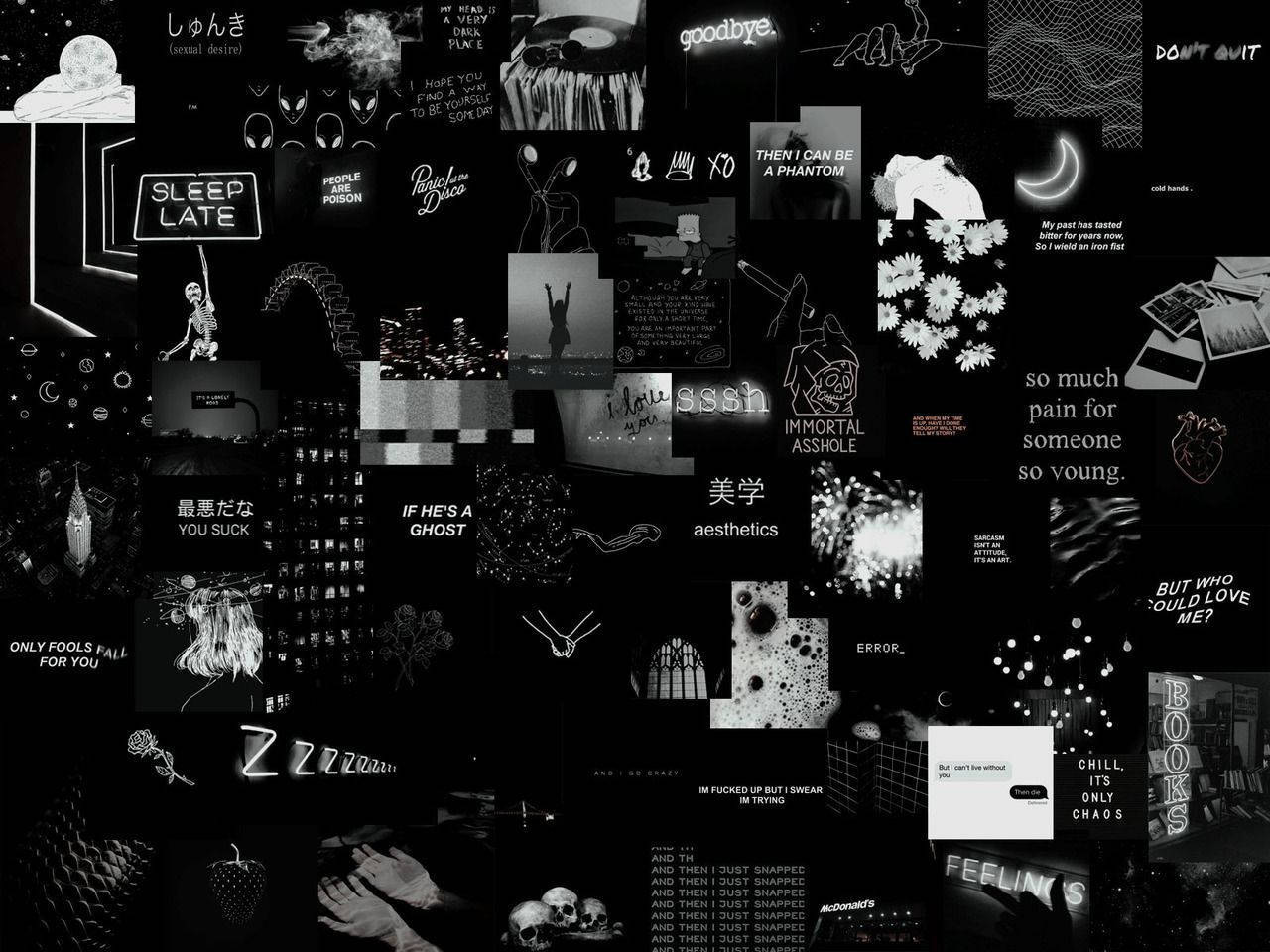 Colaj Alb-Negru Grunge PFP Fundal