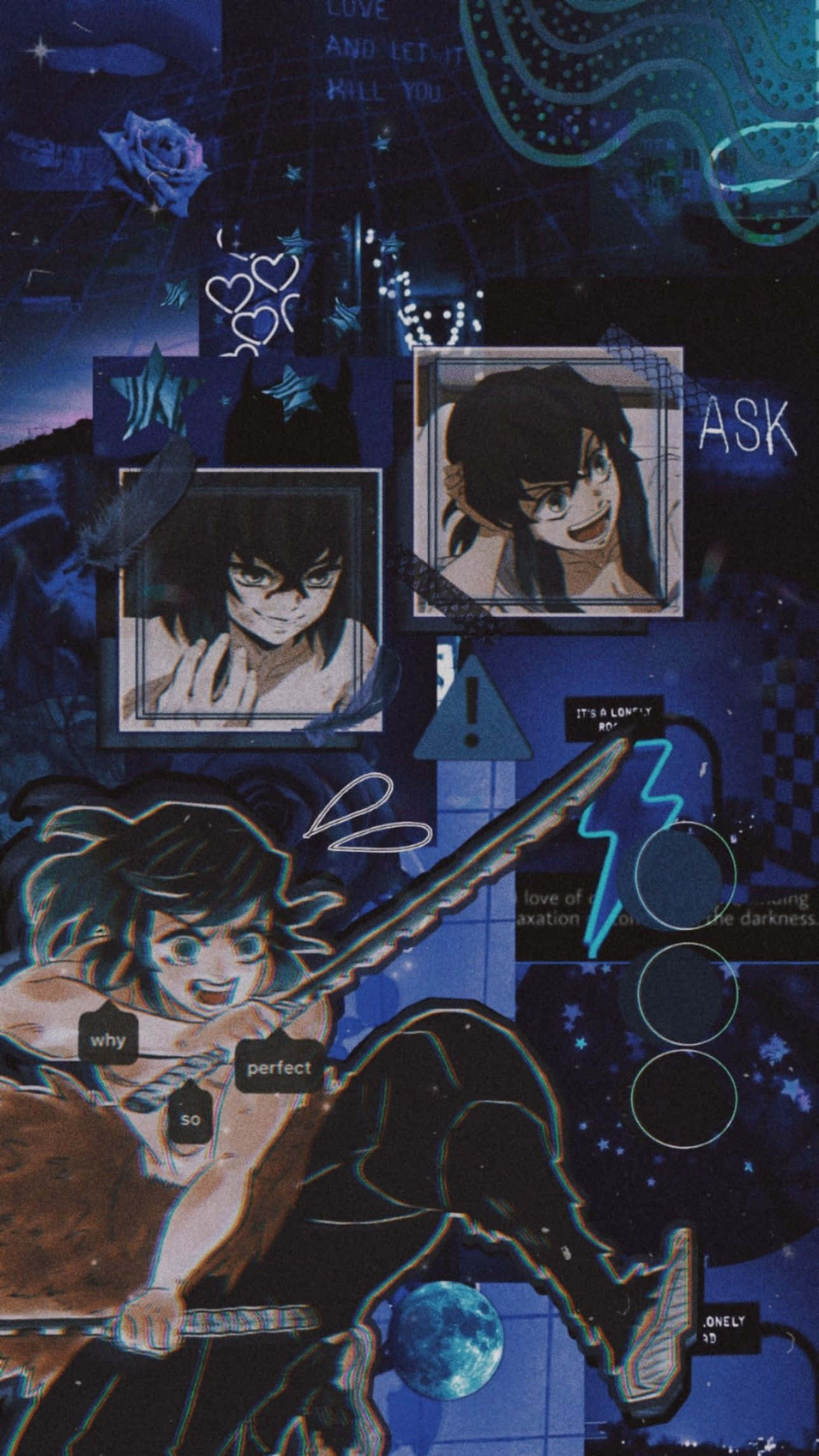 Colaj Albastru Inosuke PFP Fundal
