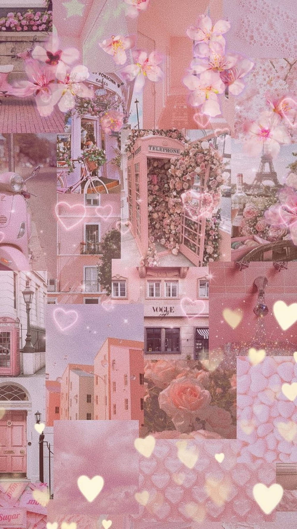 Colaj artistic roz pastel pentru iPad Fundal