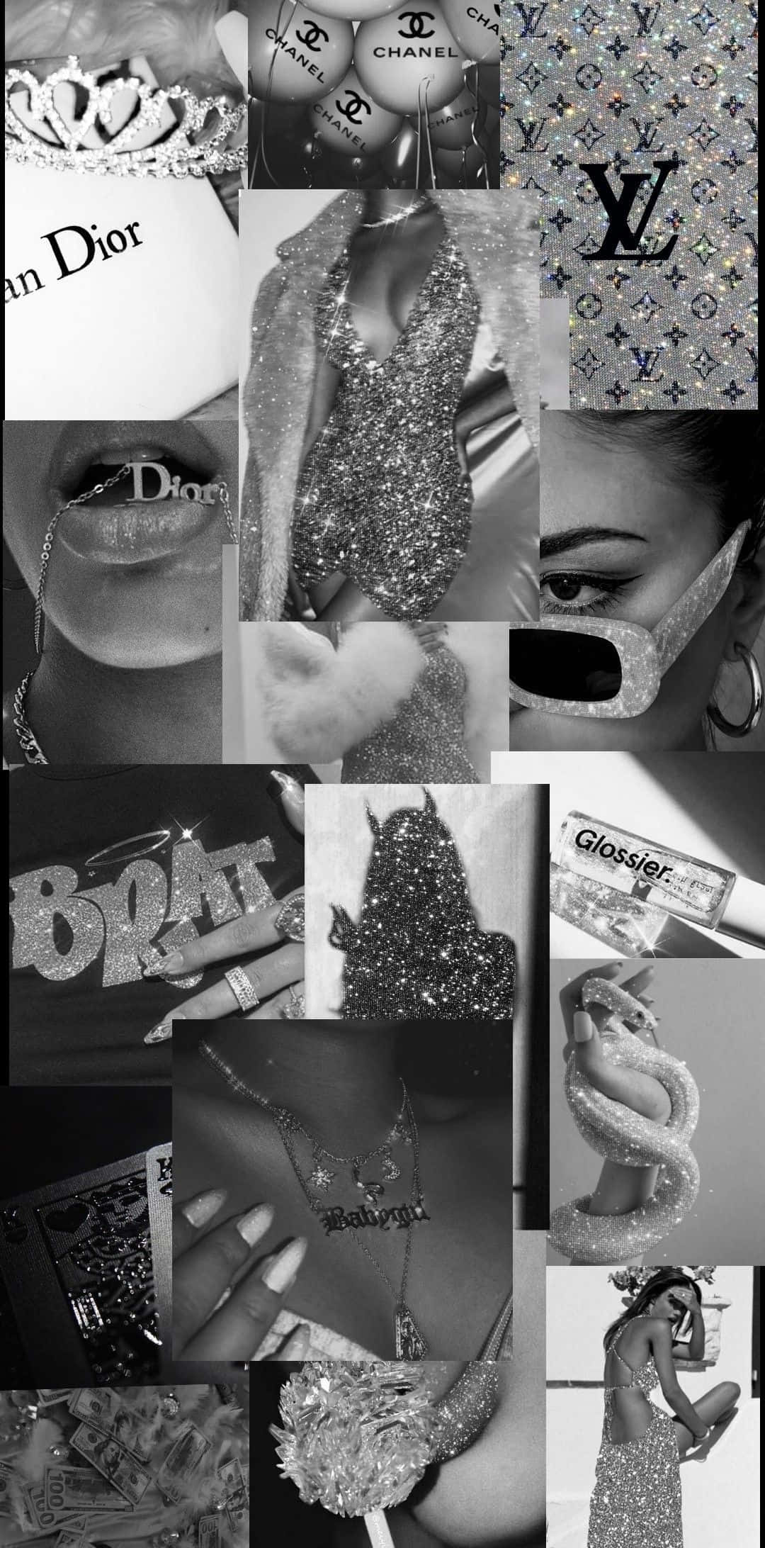 Colaj Baddie de Petrecere Monocrom pentru iPhone Fundal