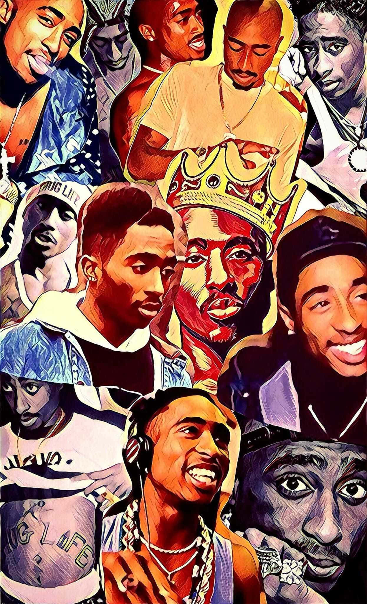 Colaj colorat Tupac iPhone Fundal