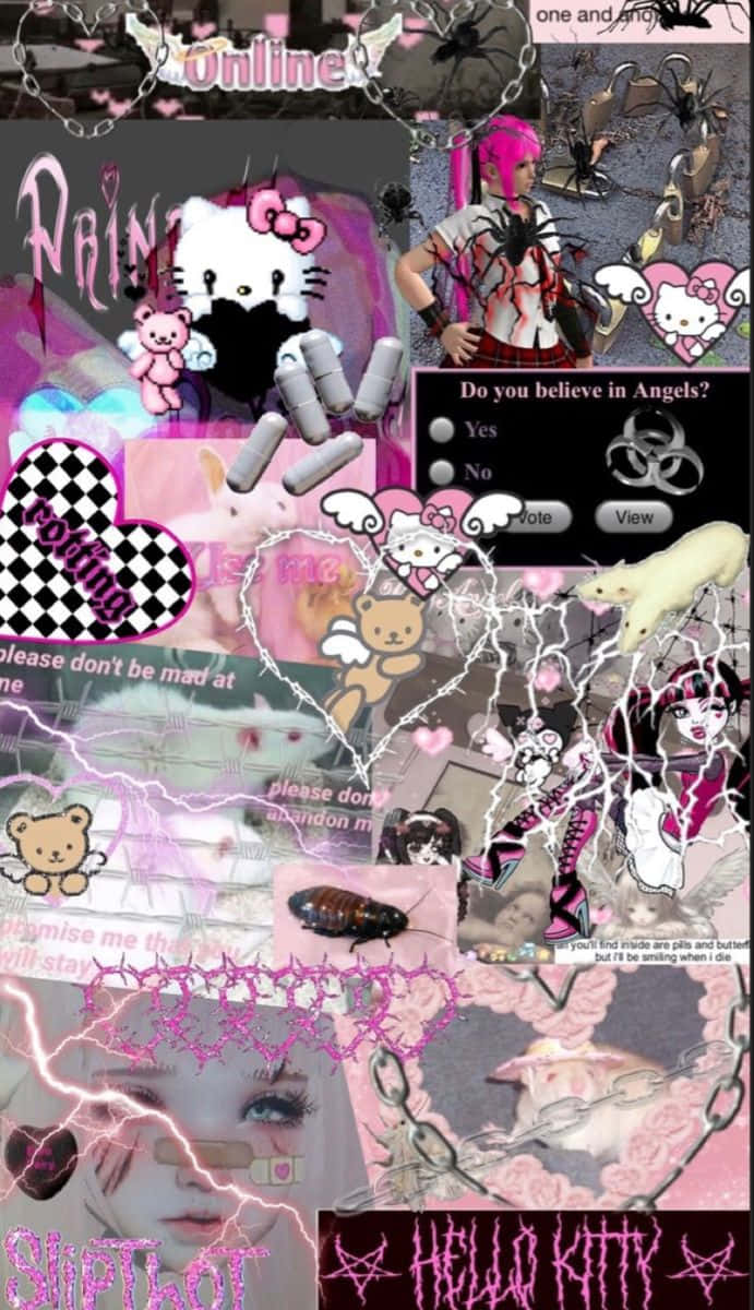 Colaj Cool Emo Hello Kitty Fundal