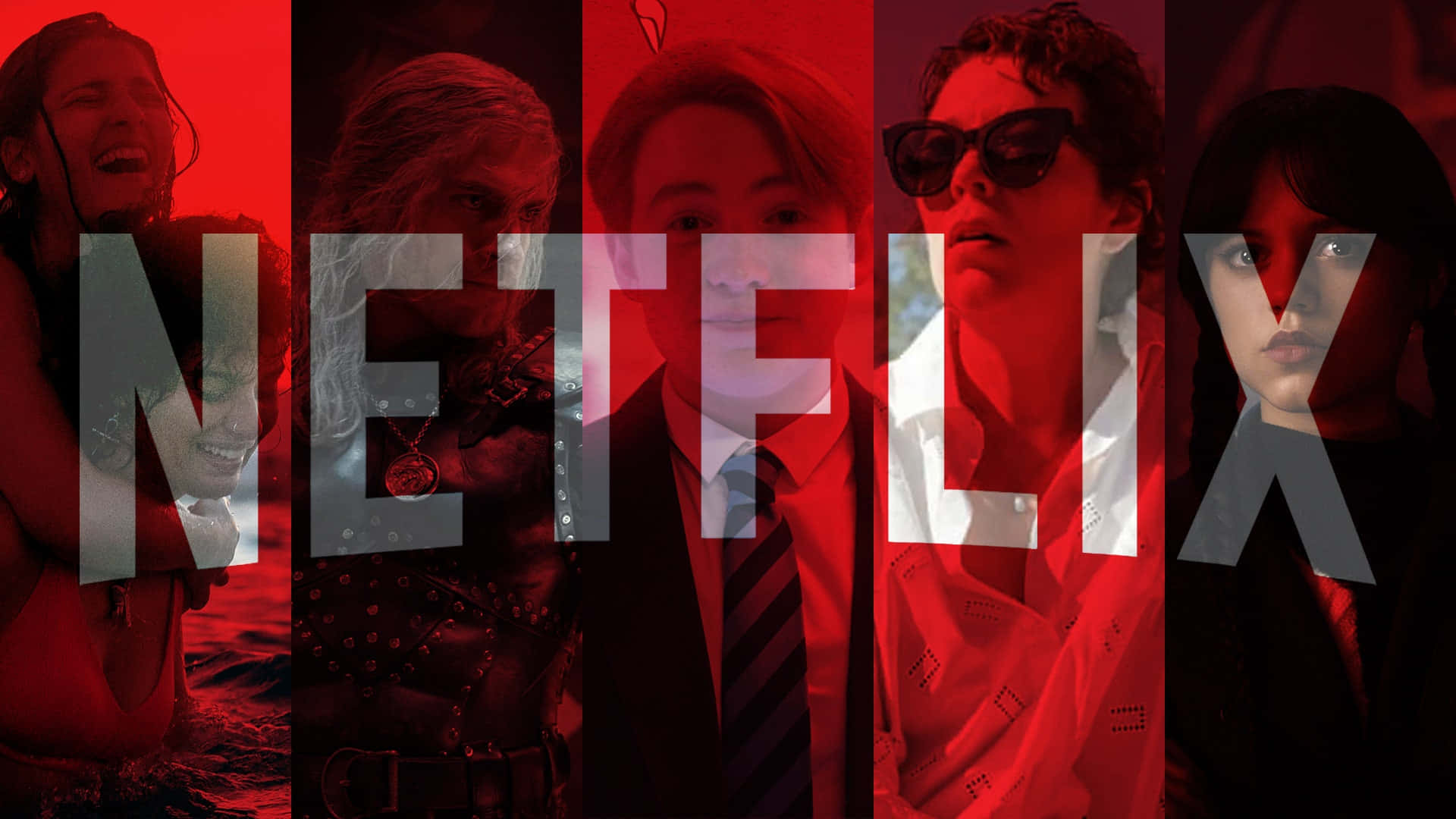 Colaj cu personaje roșii din seriale Netflix Fundal