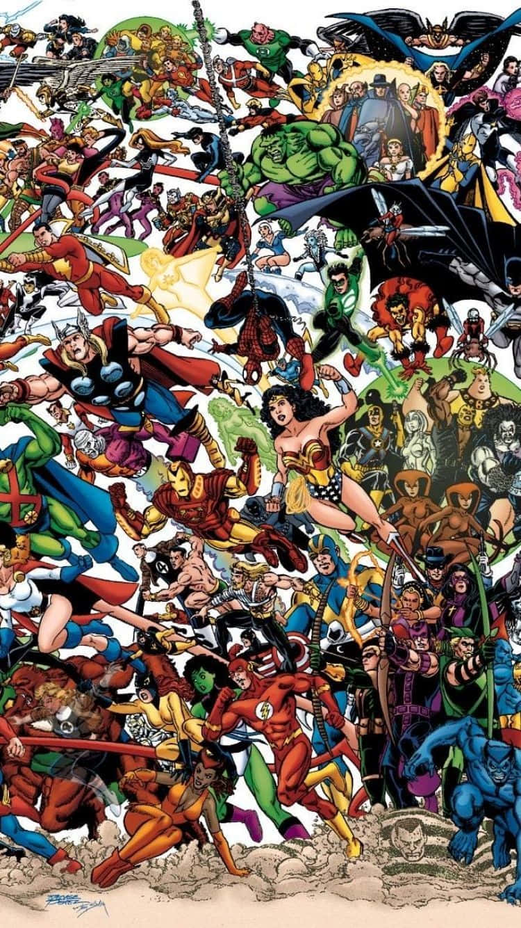 Colaj cu supereroi DC și Marvel Fundal
