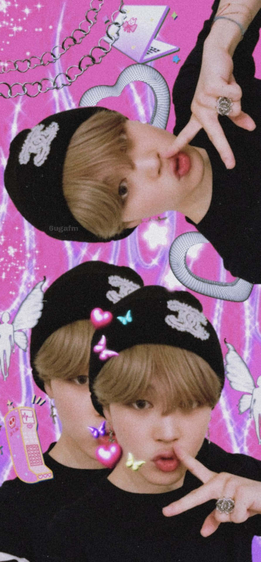 Colaj Triple Poze Cyber Y2 K Fundal