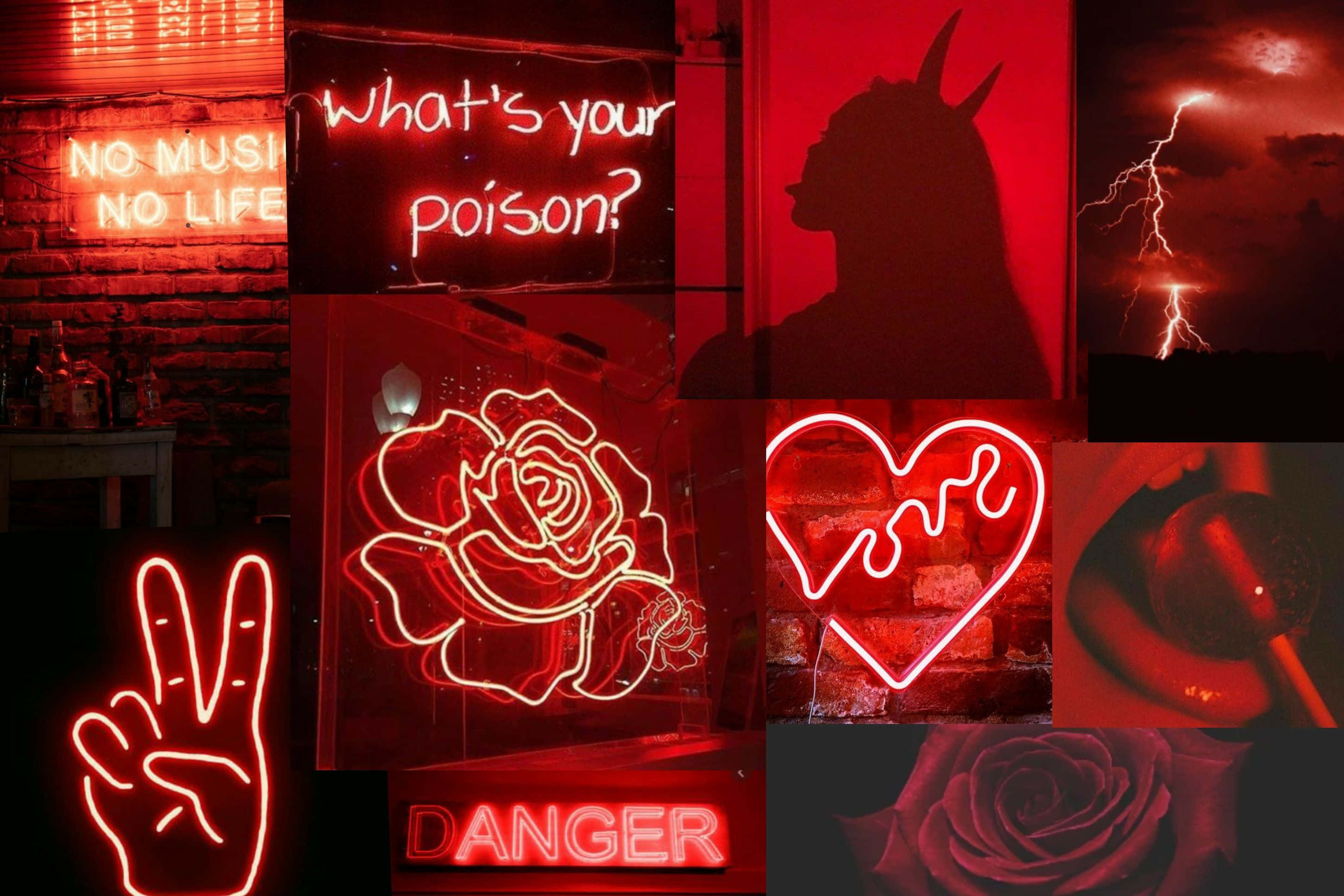 Colaj de fotografii estetice neon roșu Fundal