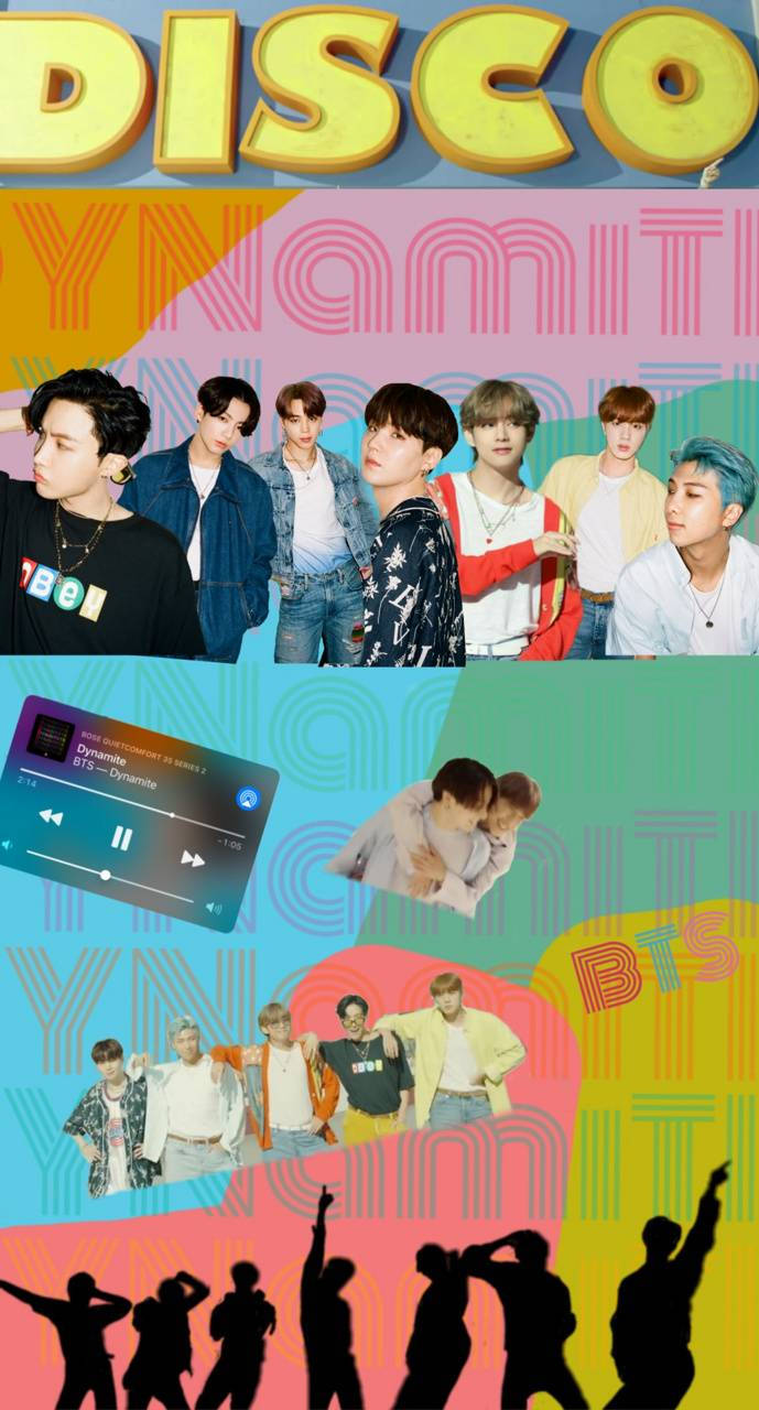 Colaj Disco Aesthetic BTS Dynamite Fundal