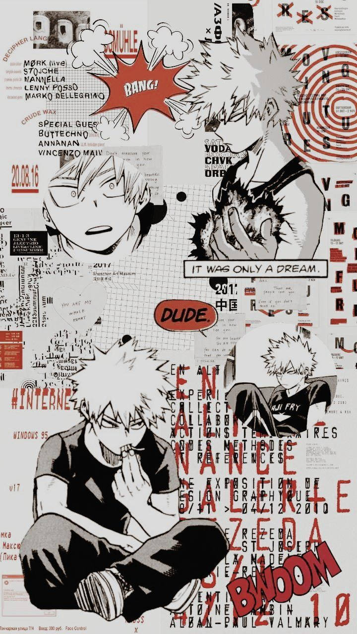 Colaj Drăguț Bakugo Alb Fundal