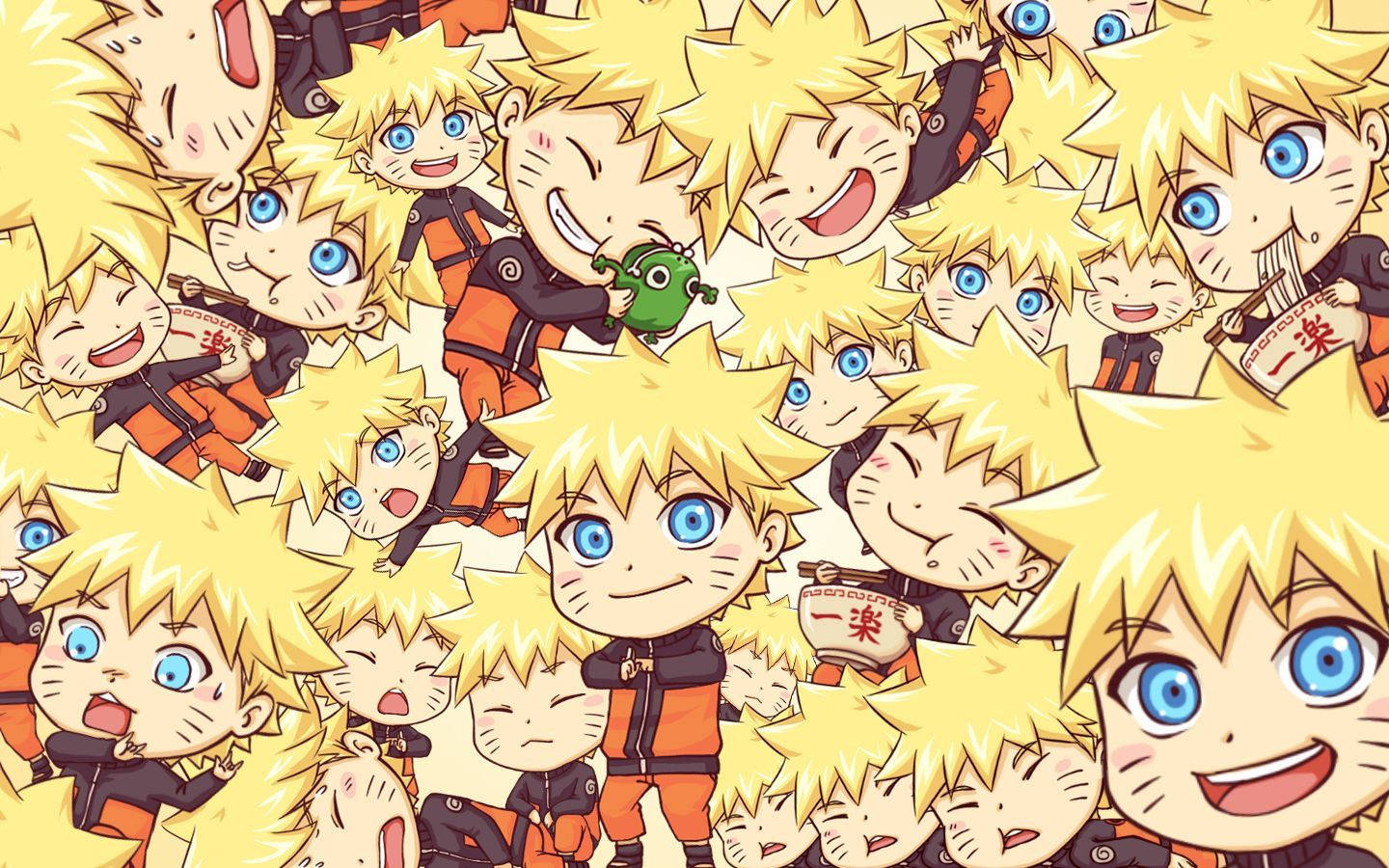 Colaj drăguț cu fețe Chibi Naruto Fundal
