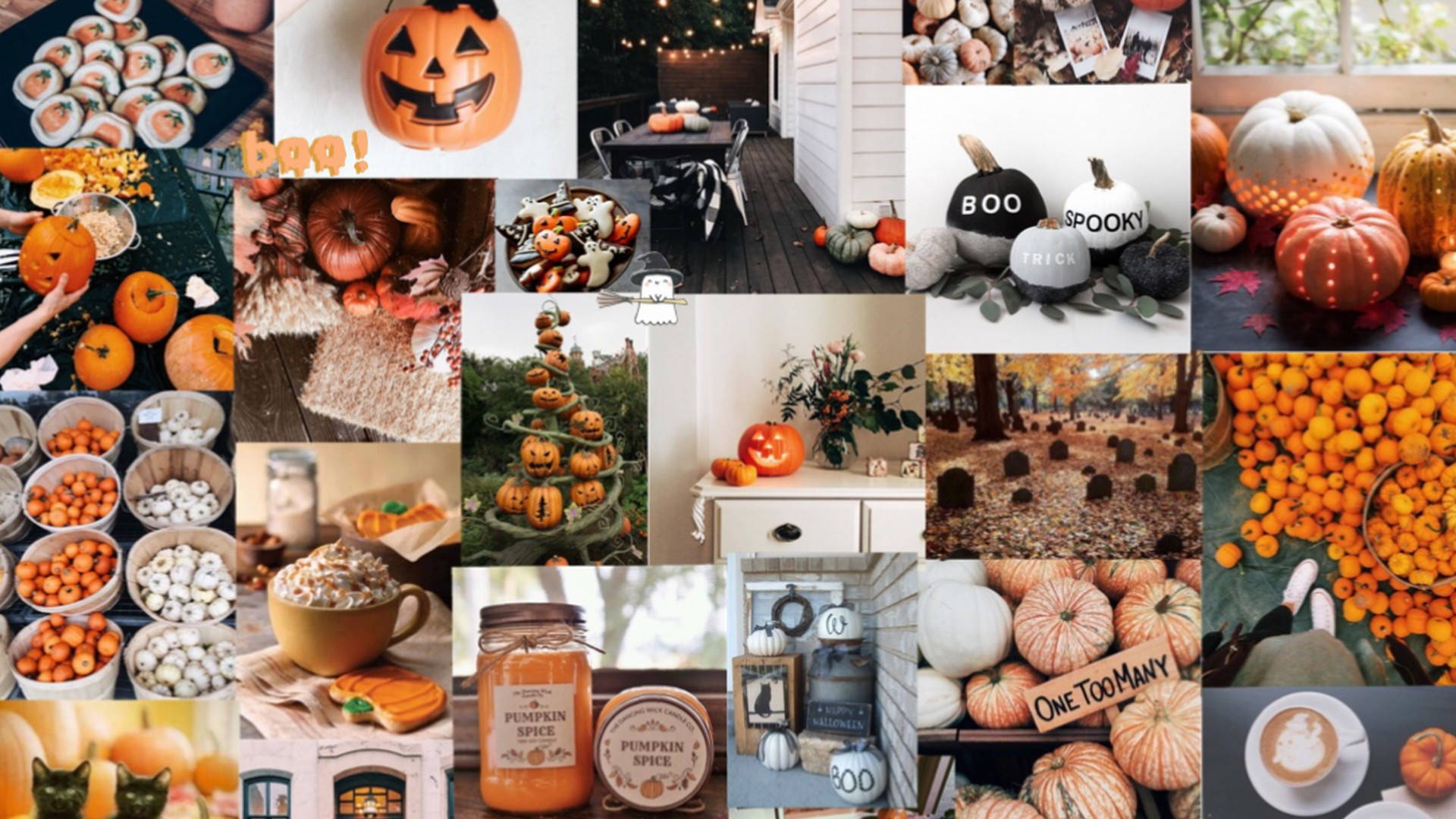 Colaj Drăguț Estetic de Dovleci de Halloween Fundal