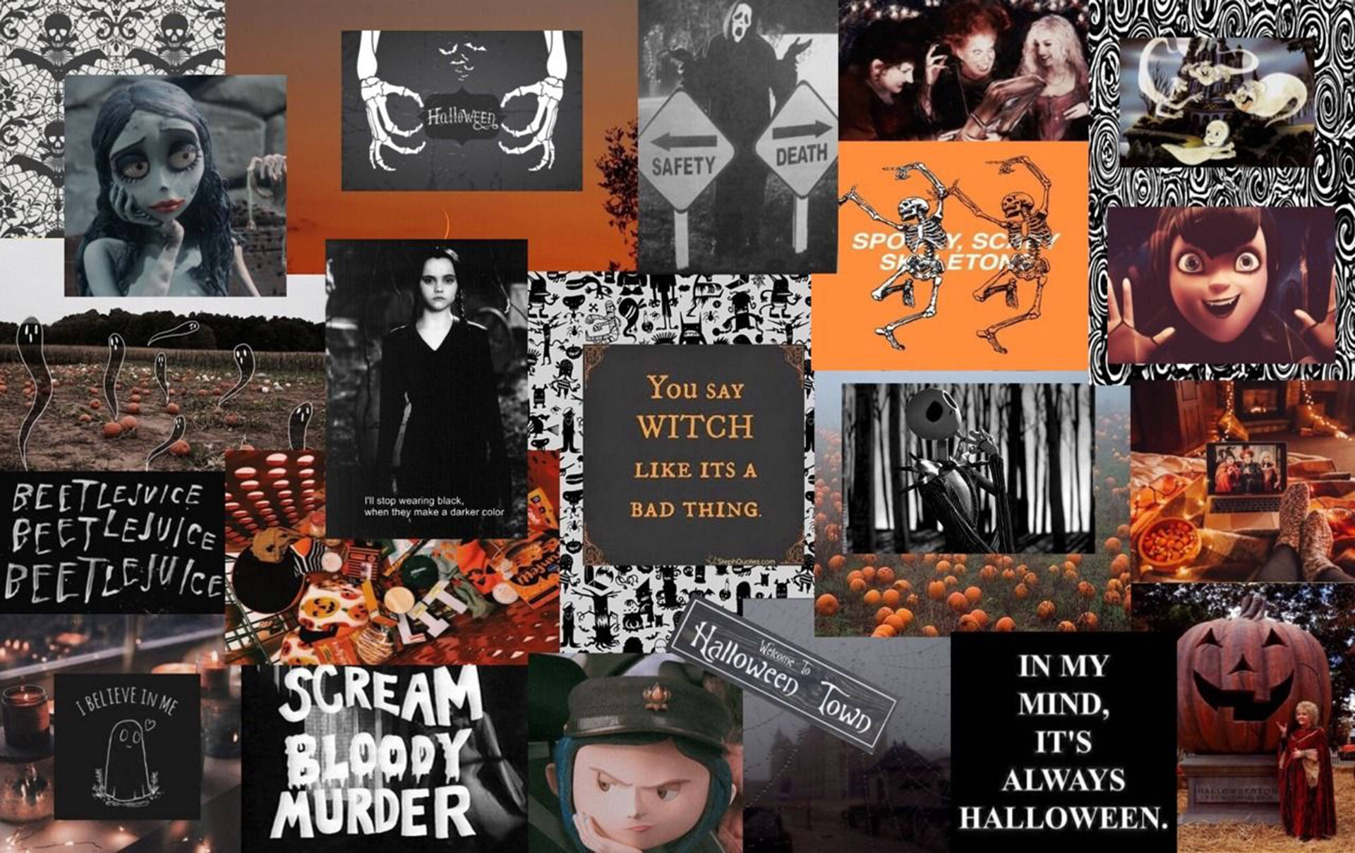 Colaj Drăguț Estetic de Halloween Fundal